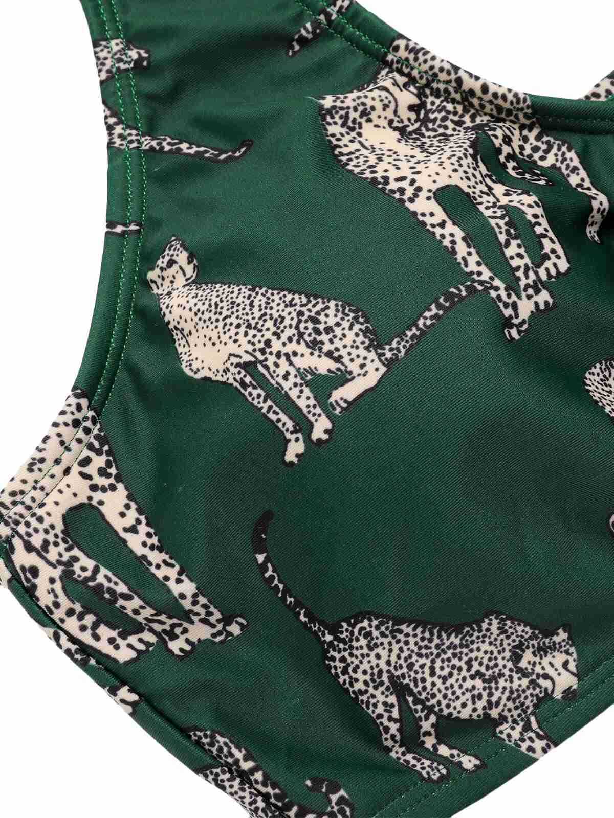Green 1940s Leopard Halter Split Swimsuit - Image 5