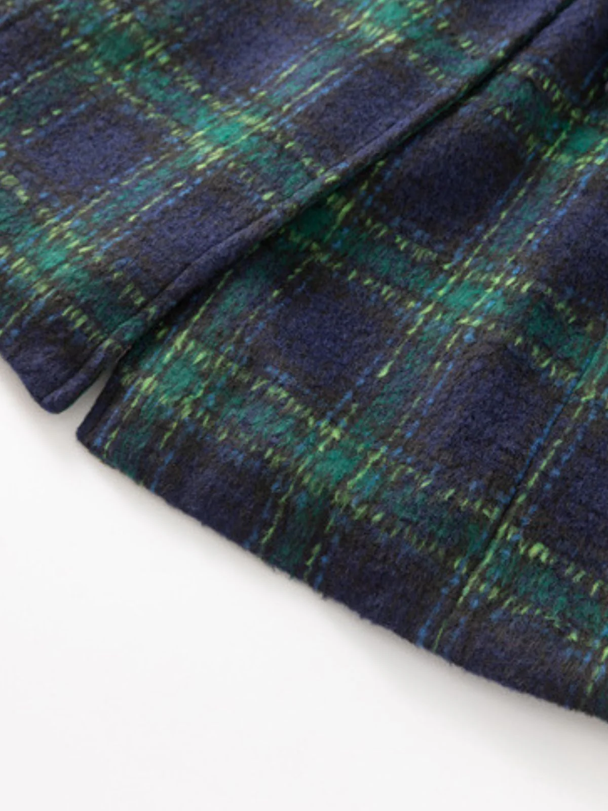 Green 1940s Notched Collar Blackwatch Plaid Long Coat - Image 12
