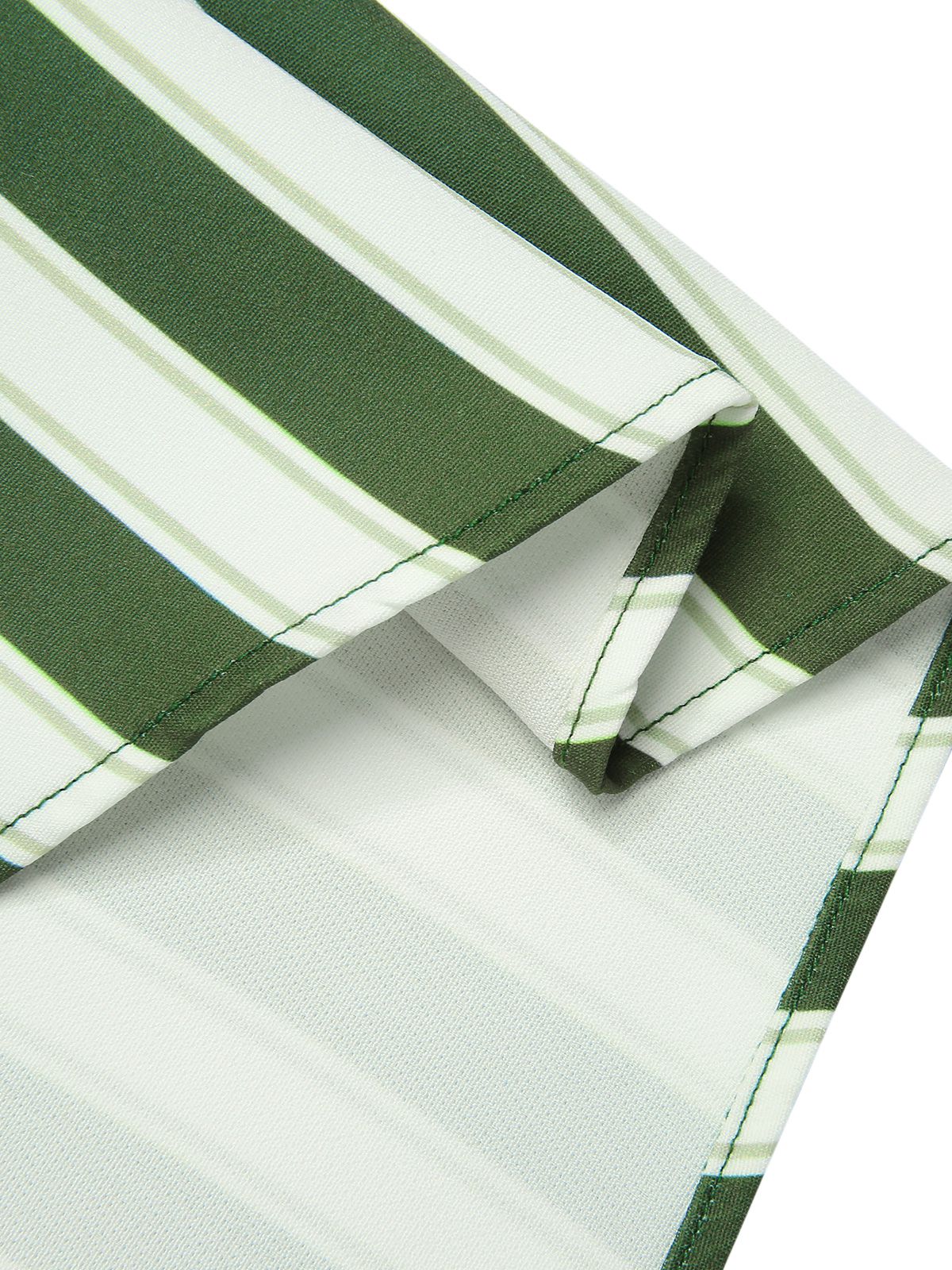 Green 1940s Off-Shoulder Stripes Bow Belted Dress - Image 8