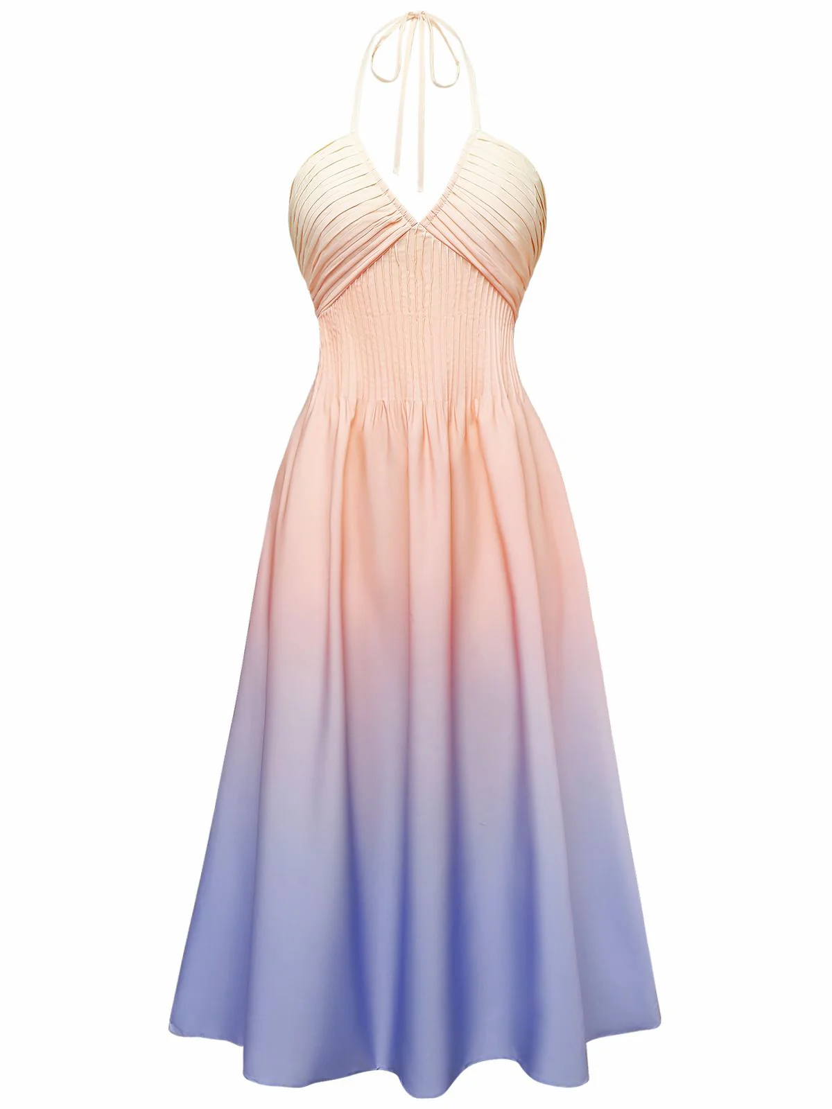 [Pre-Sale] Green 1940s Ombre Deep V-Neck Halter Dress - Image 2