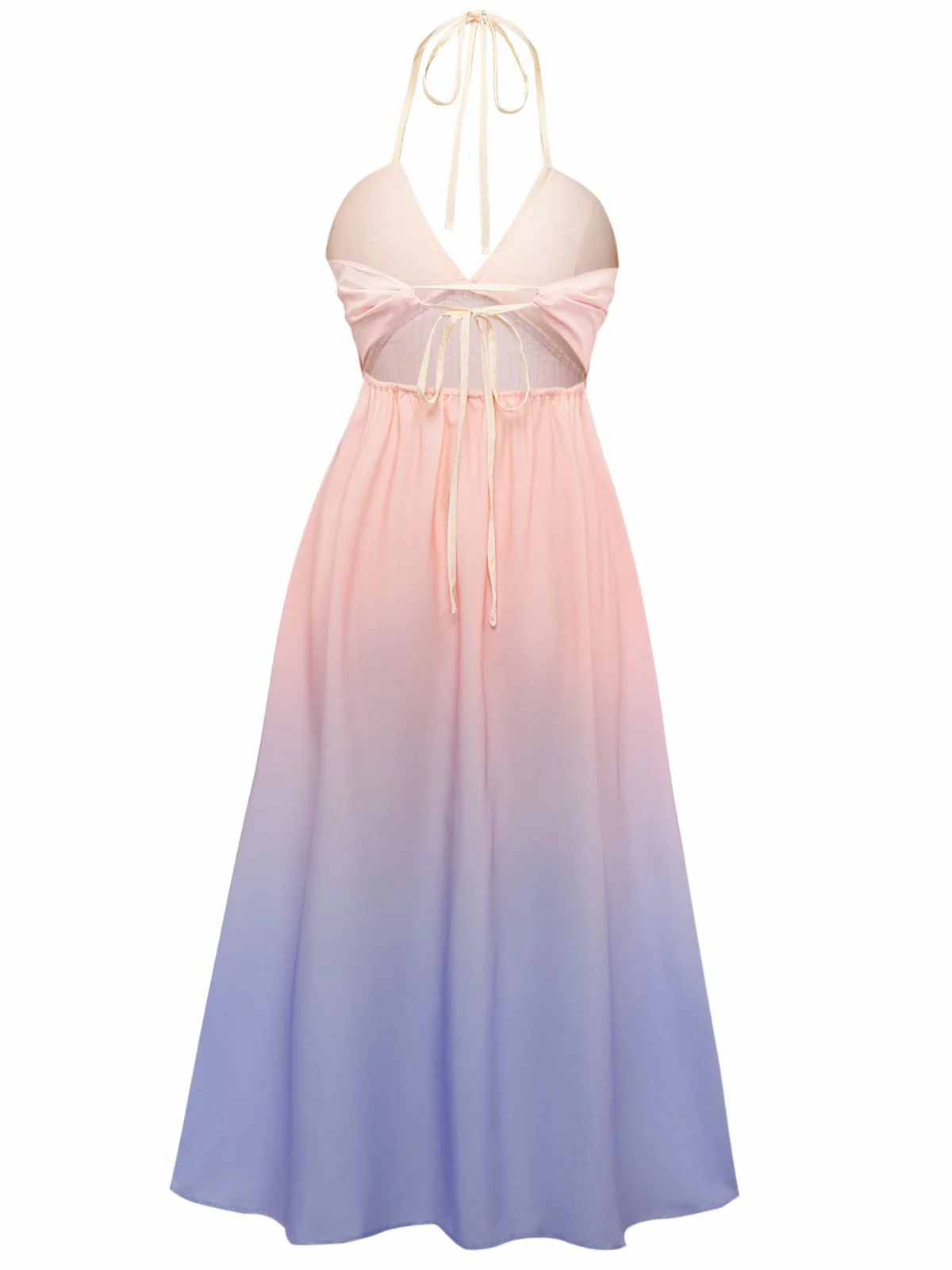[Pre-Sale] Green 1940s Ombre Deep V-Neck Halter Dress - Image 3