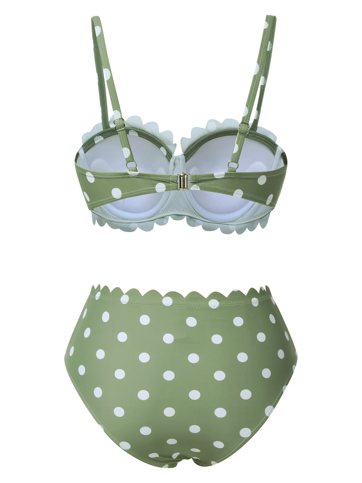 Green 1940s Petal Edge Polka Dots Bikini - Image 3