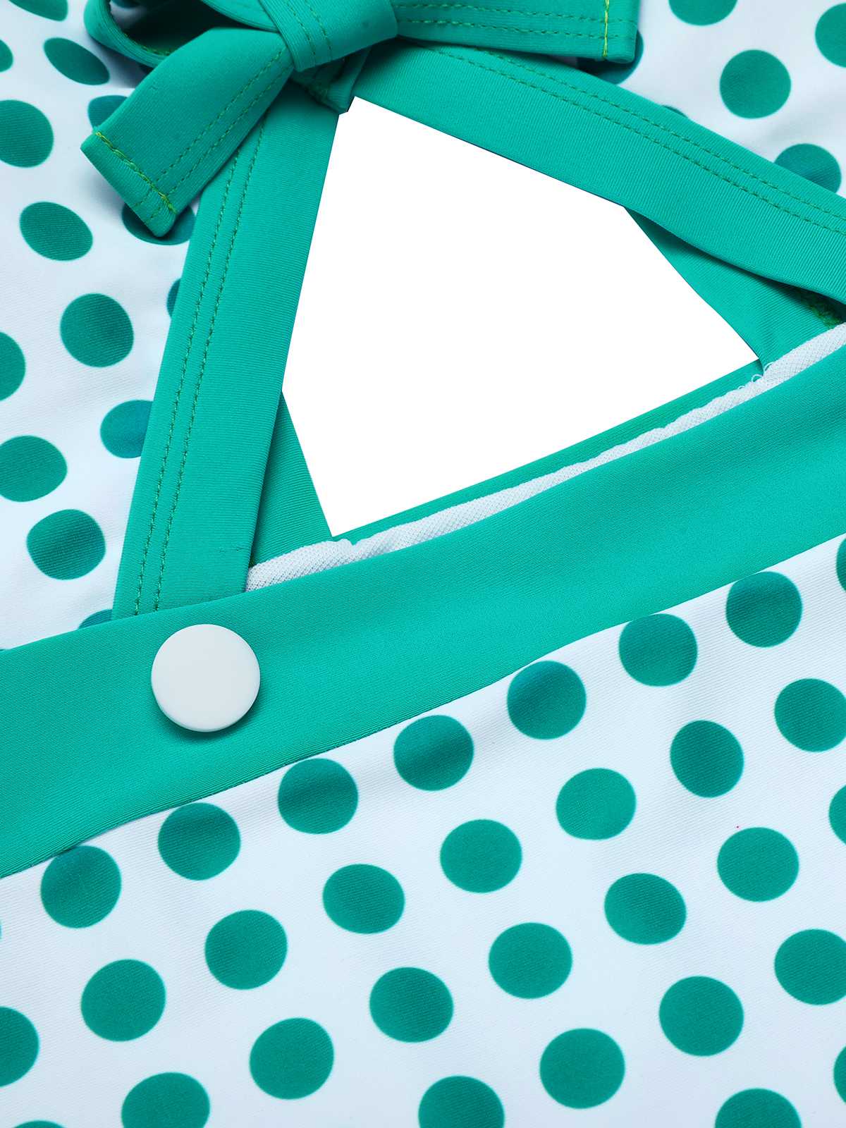 Green 1940s Polka Dot Bowknot One-Piece Swimsuit - Image 6