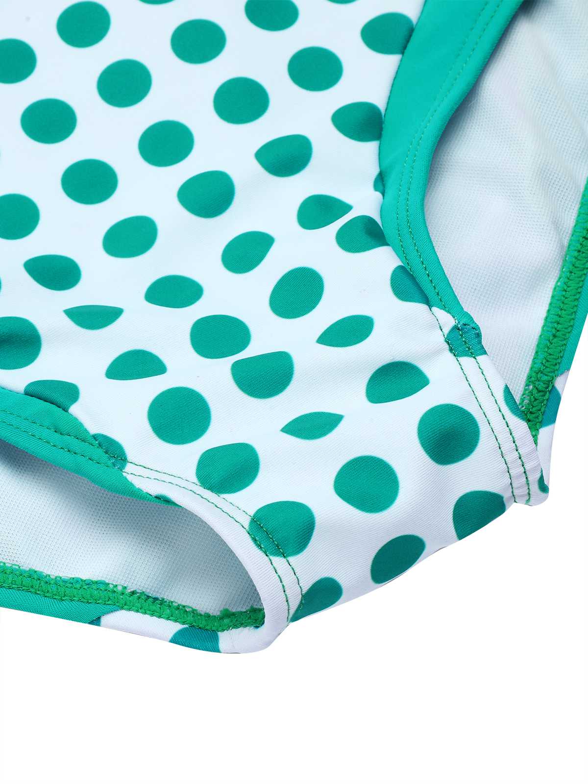 Green 1940s Polka Dot Bowknot One-Piece Swimsuit - Image 7