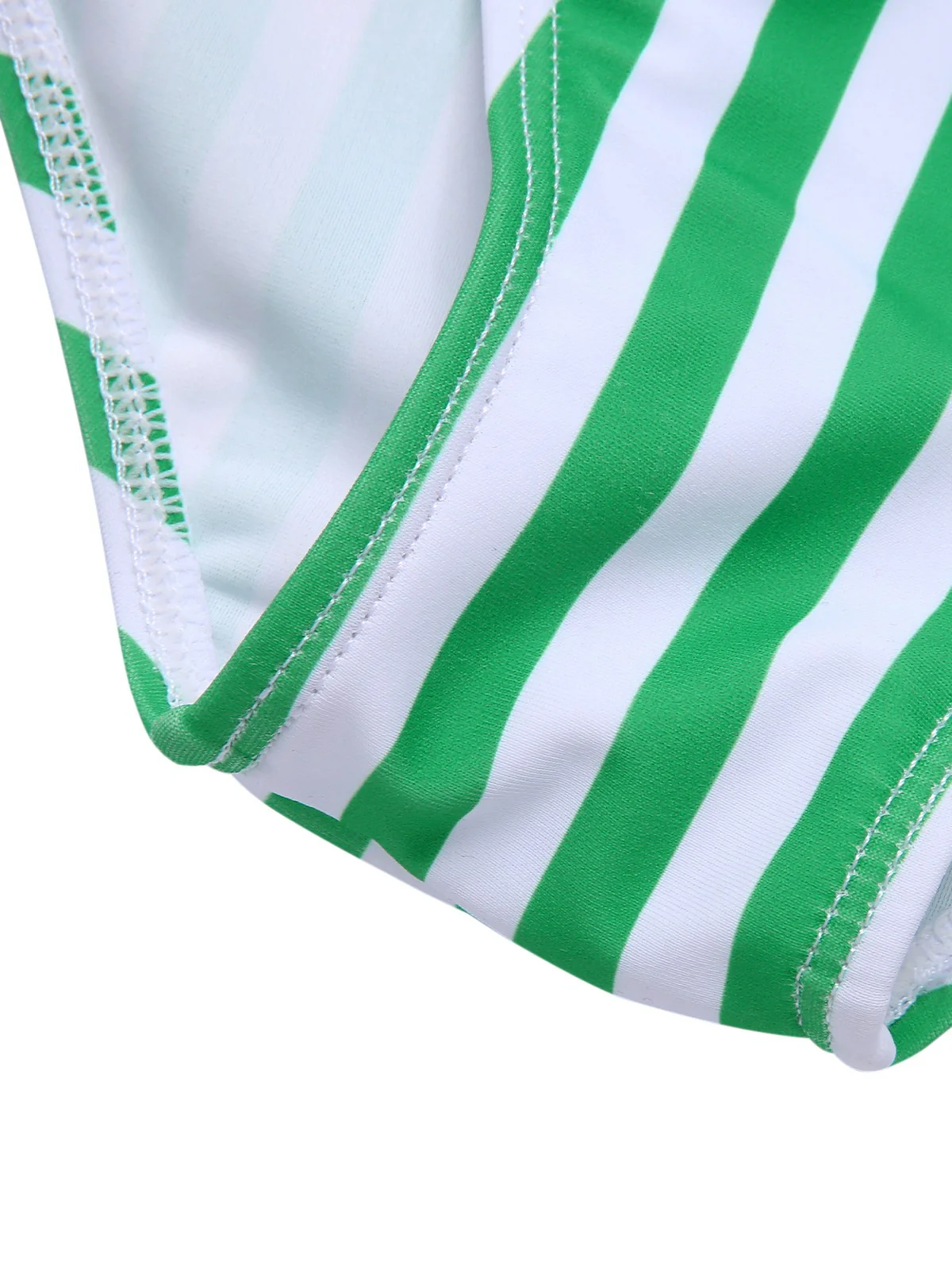 Green 1940s Polka Dots Stripes Halter Swimsuit - Image 6