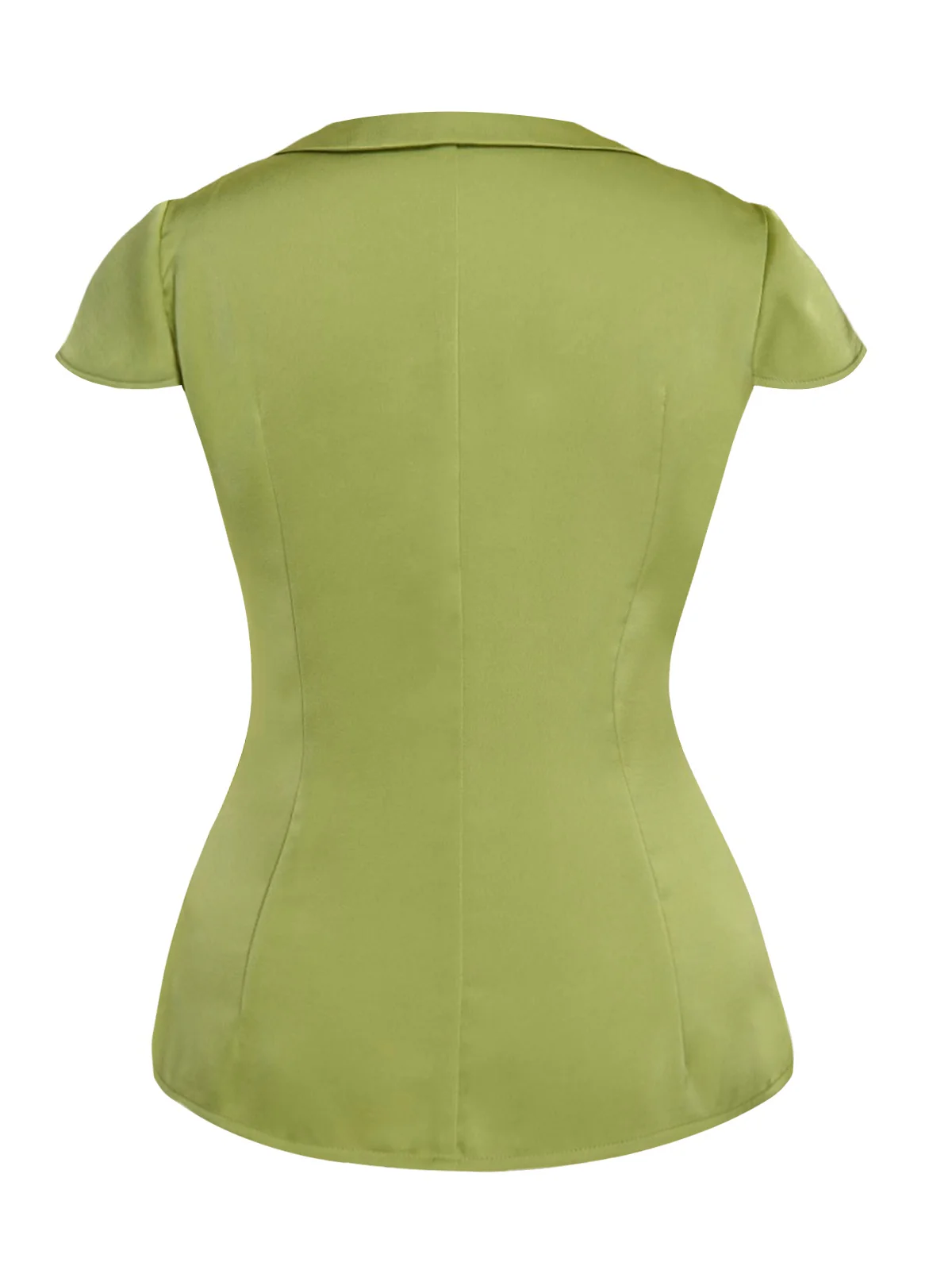 Green 1940s Satin V-Neck Buttons Shirt - Image 3