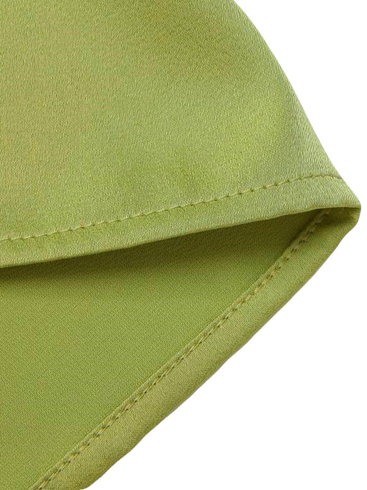 Green 1940s Satin V-Neck Buttons Shirt - Image 7