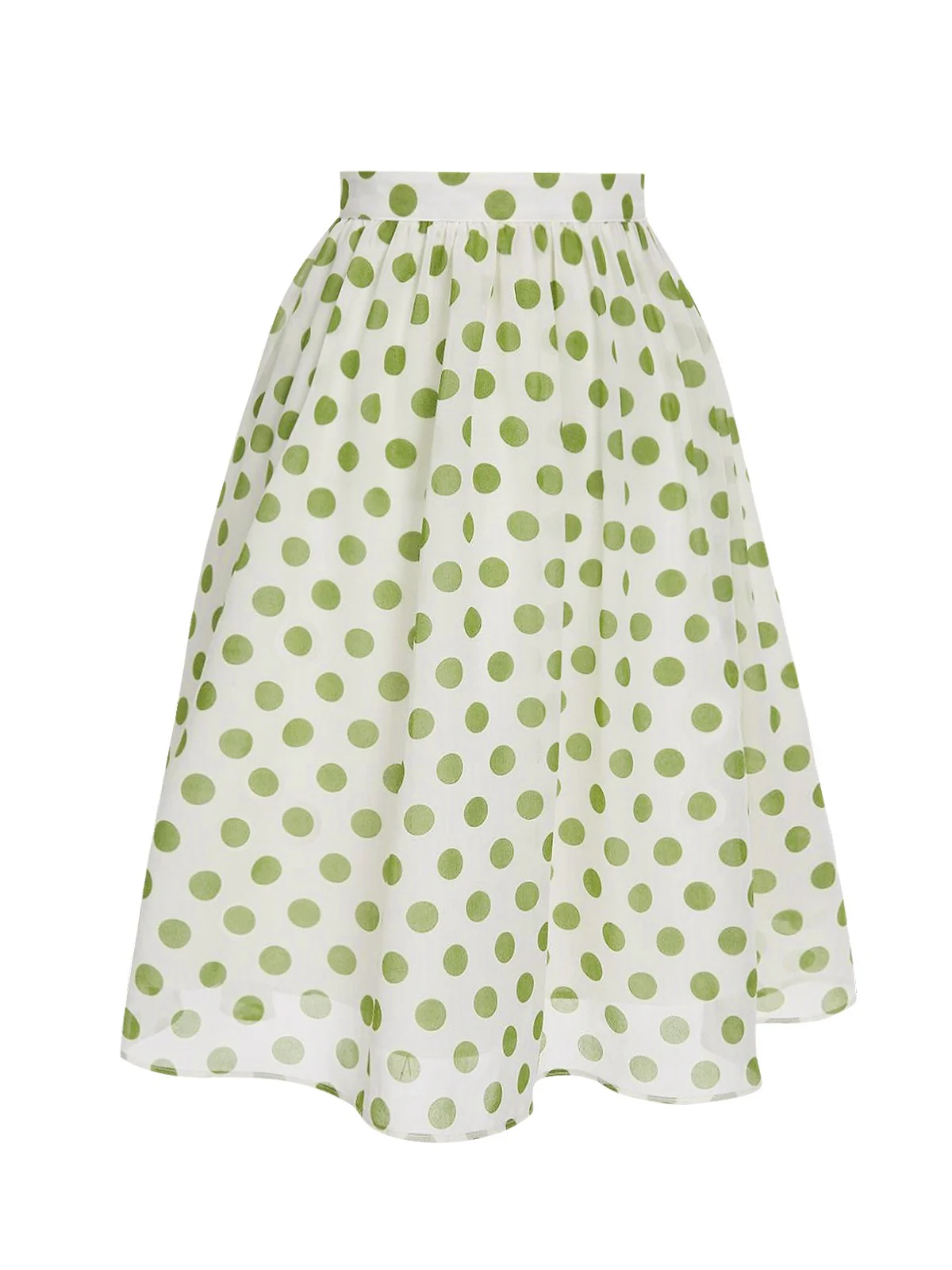 Green 1940s Schiffon Polka Dots Skirt - Image 2