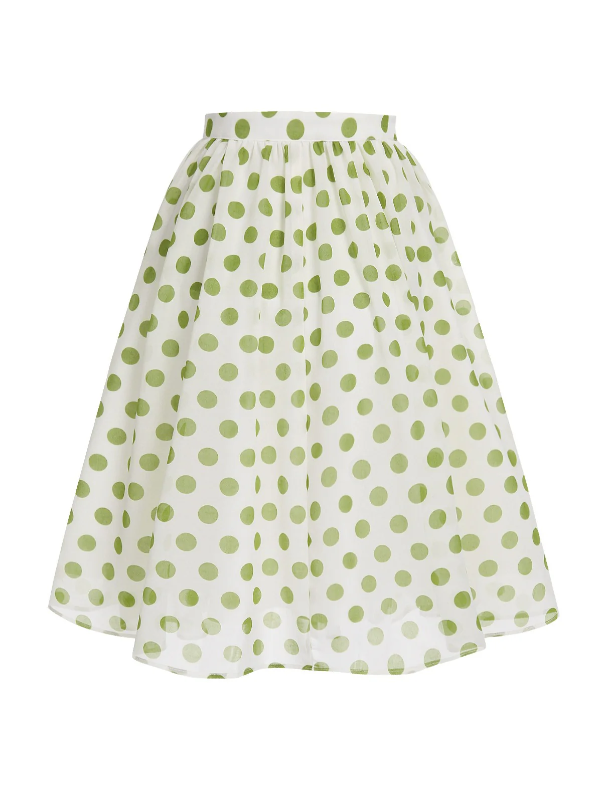 Green 1940s Schiffon Polka Dots Skirt - Image 3