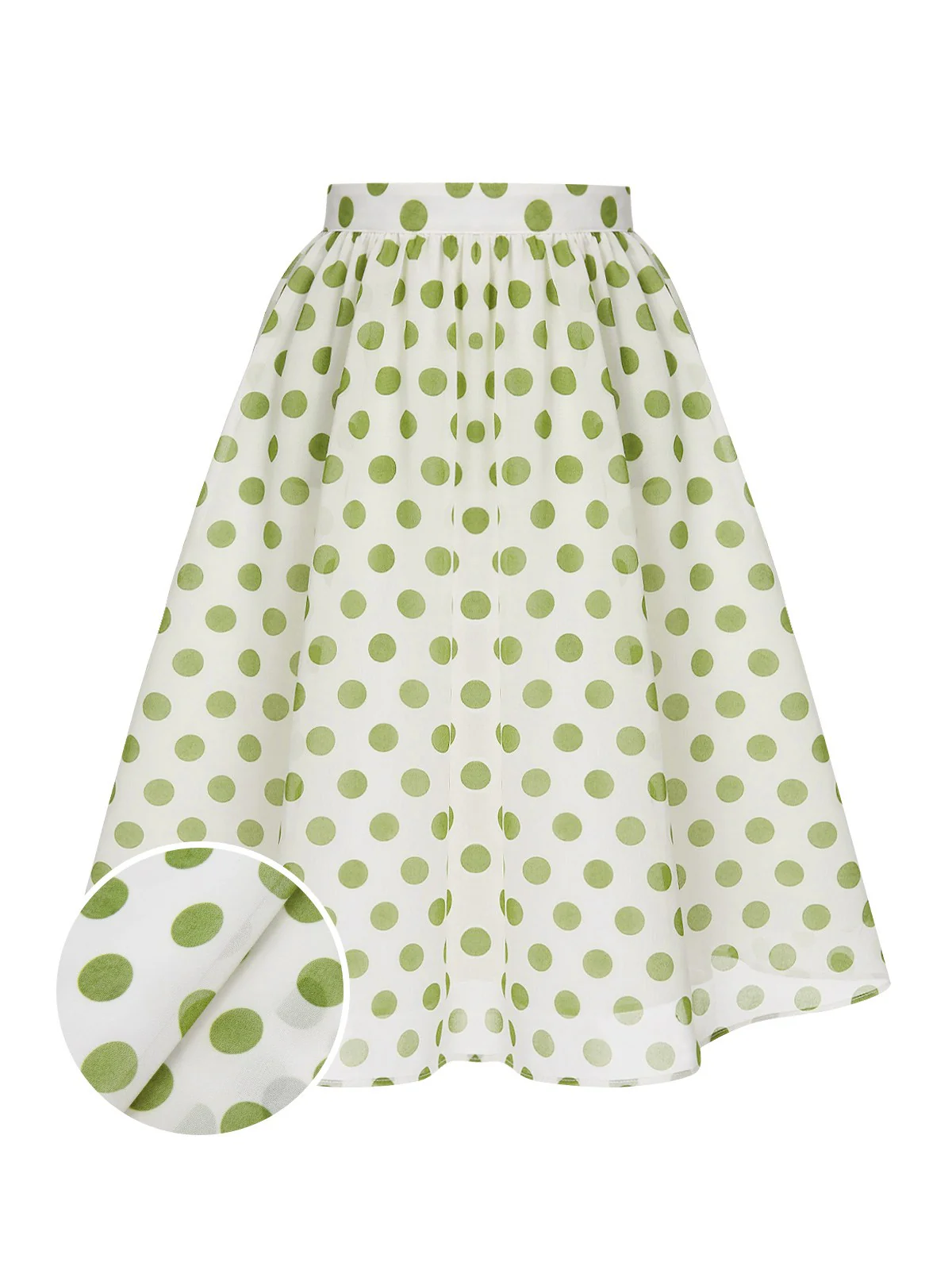 Green 1940s Schiffon Polka Dots Skirt - Image 7