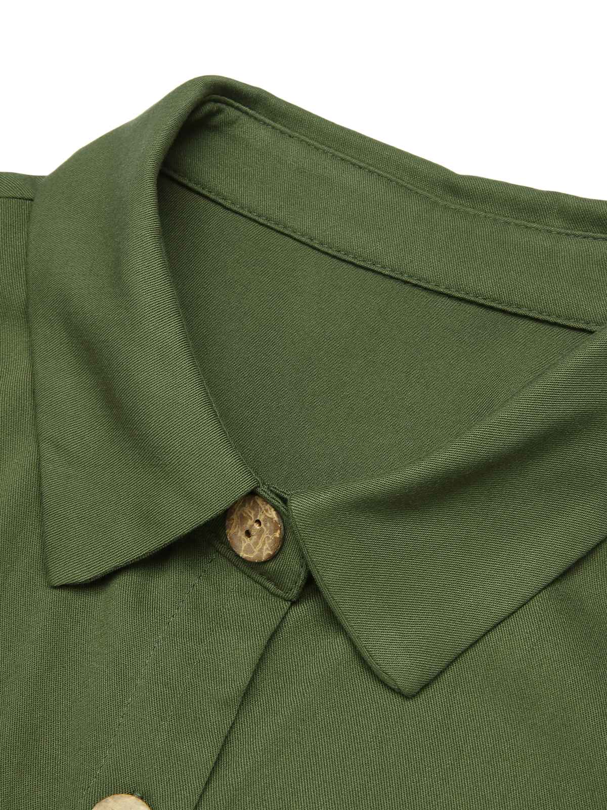 Green 1940s Solid Belted Slit Dress - Image 5