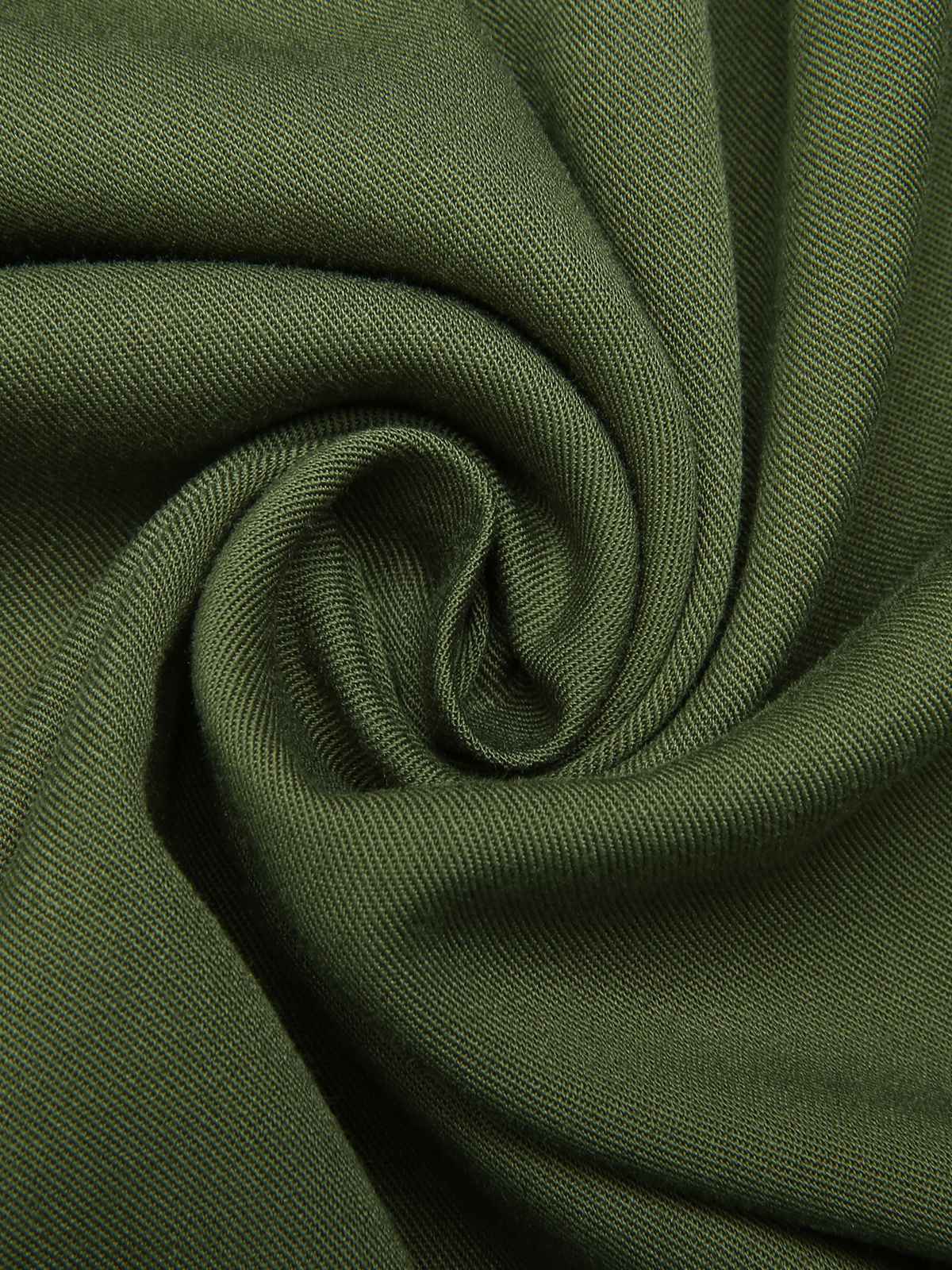 Green 1940s Solid Belted Slit Dress - Image 7