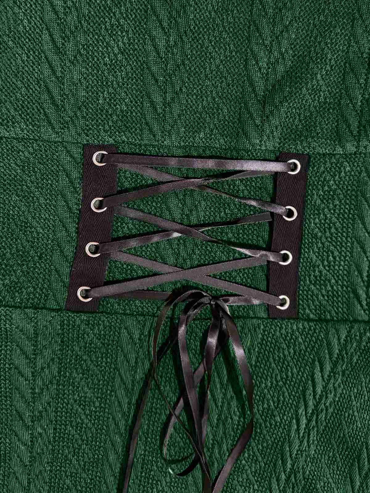 Green 1940s Solid Knitted Hooded Sweater Dress - Image 4