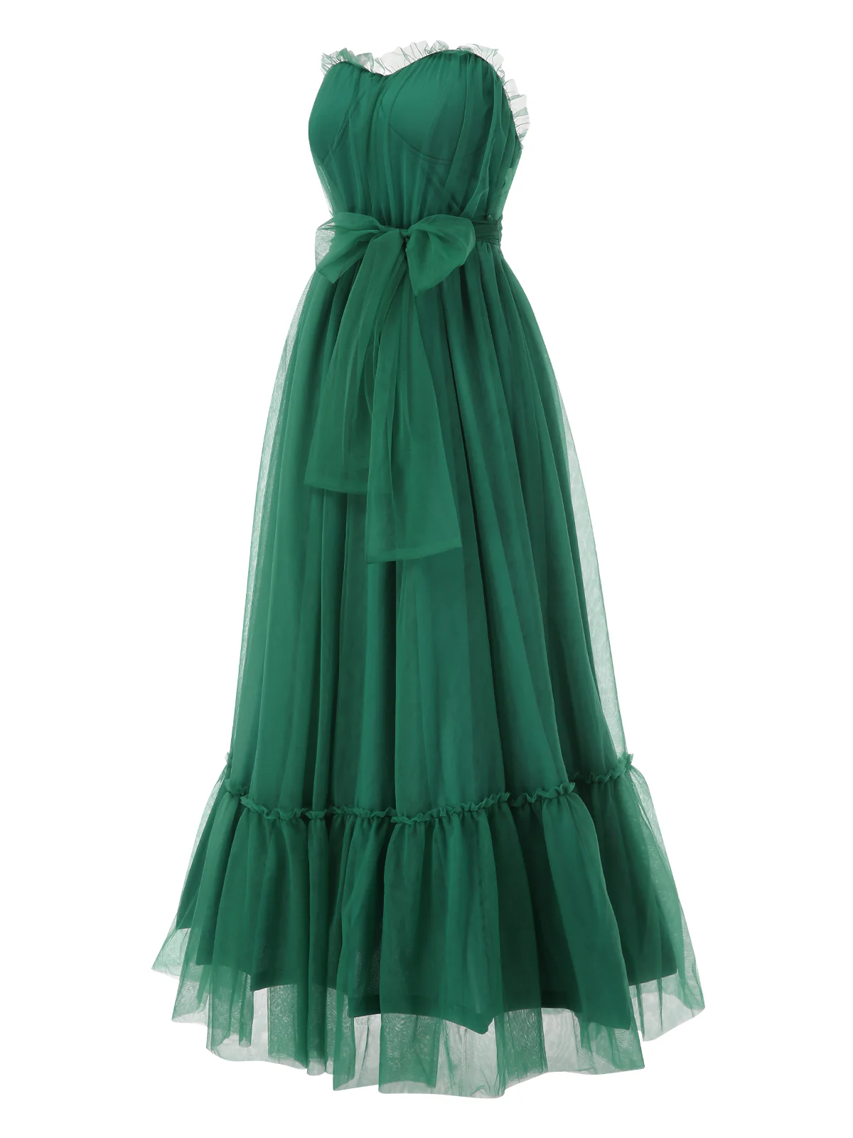 Green 1940s Solid Mesh Tube Dress - Image 2