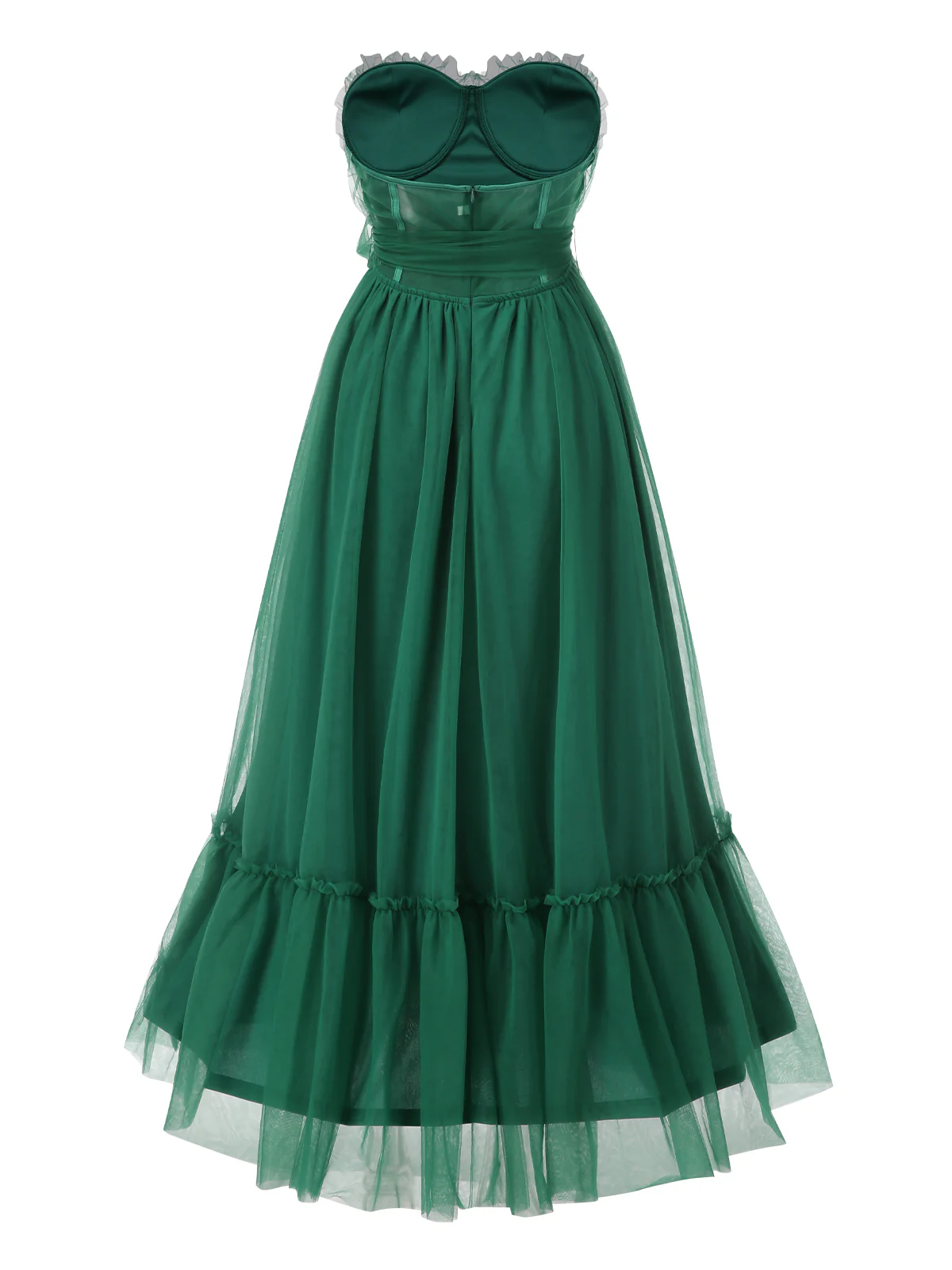 Green 1940s Solid Mesh Tube Dress - Image 3