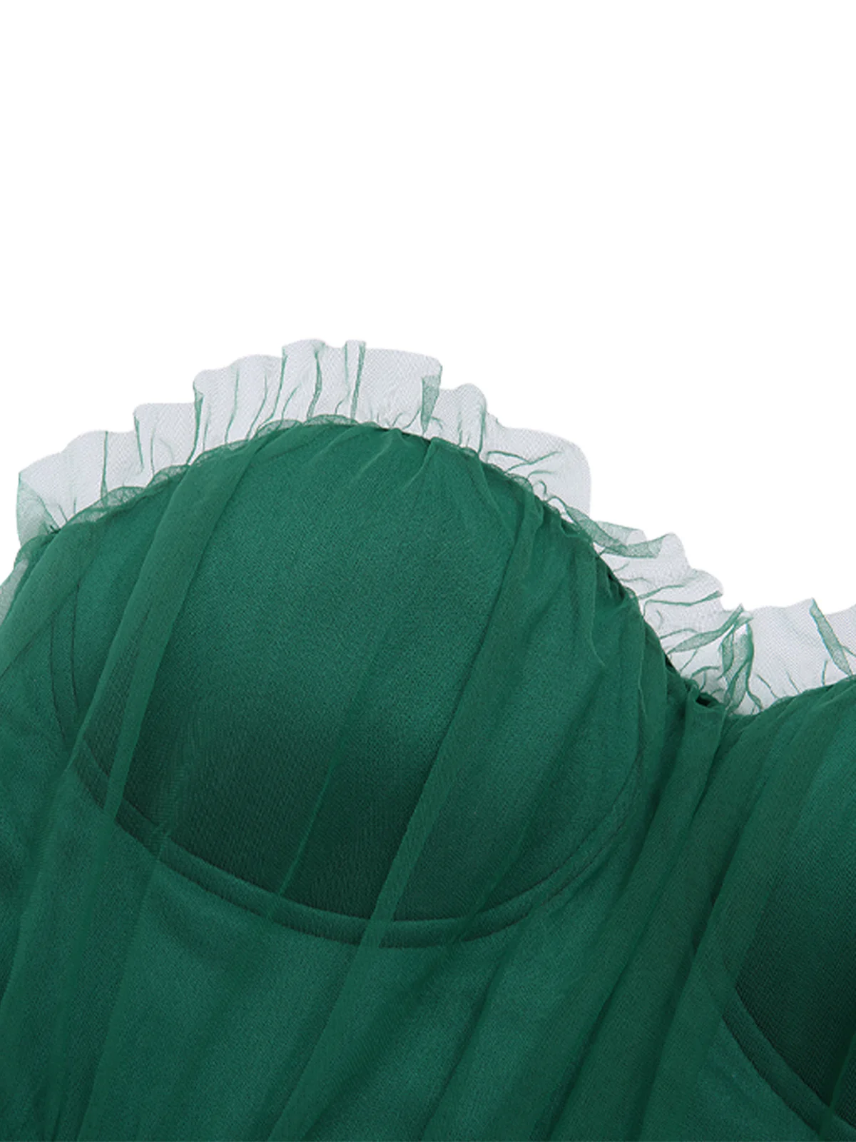 Green 1940s Solid Mesh Tube Dress - Image 4