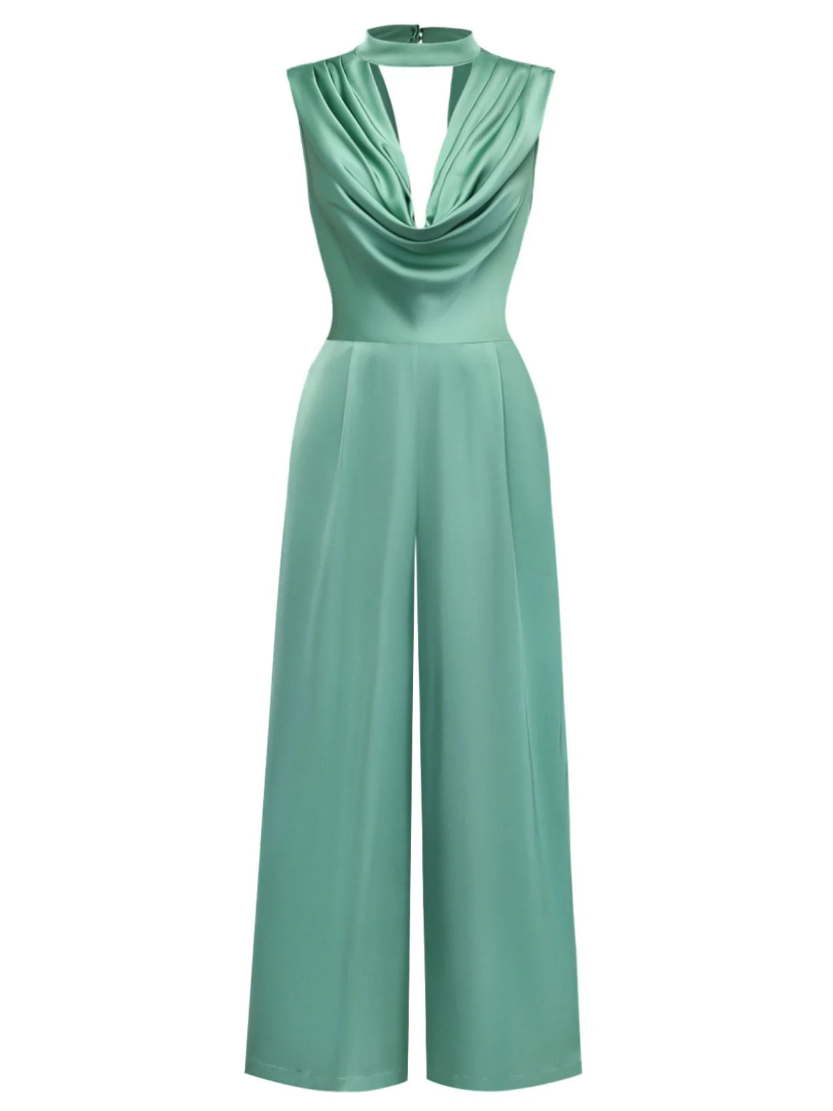 Green 1940s Solid Mock Jumpsuit - Image 2