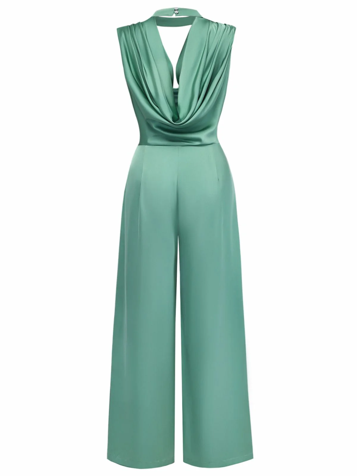 Green 1940s Solid Mock Jumpsuit - Image 3