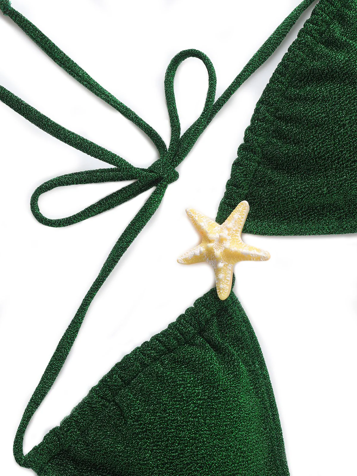 Green 1940s Solid Starfish Sequined Bikini Set - Image 4