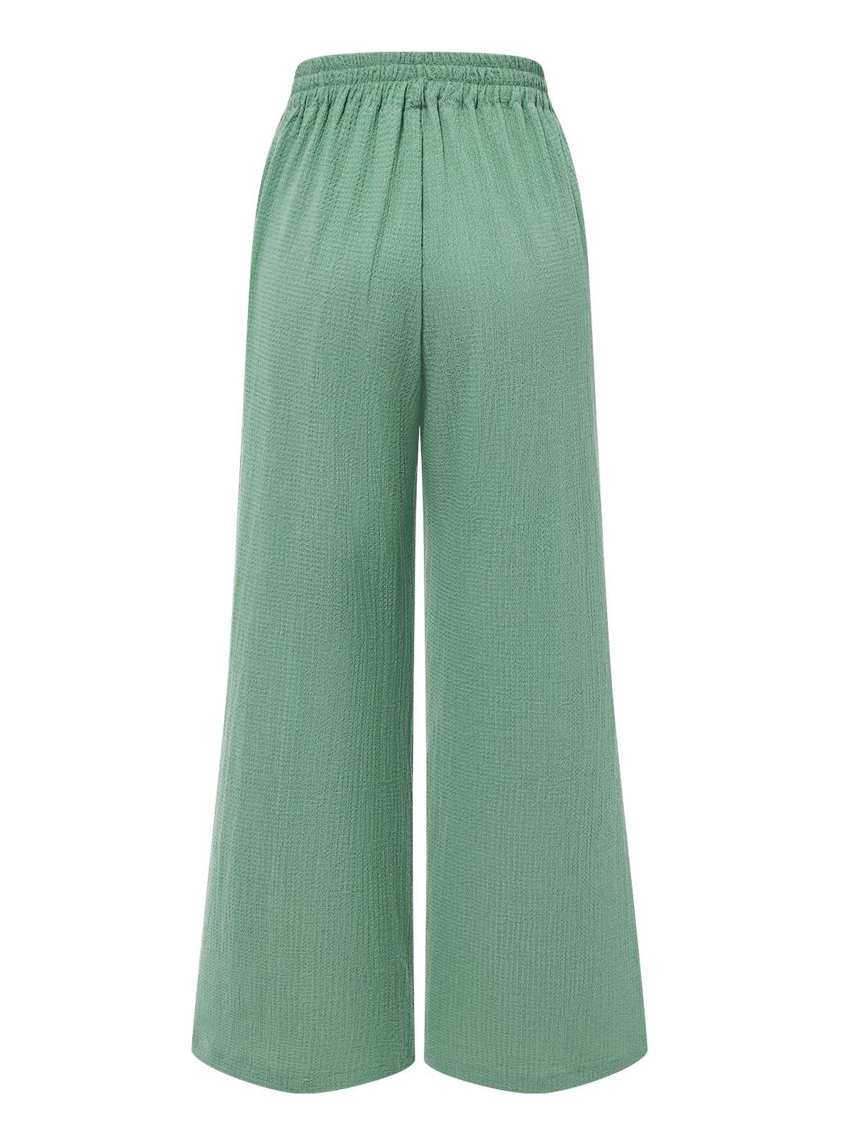 Green 1940s Solid Textured Wide-Leg Pants - Image 2