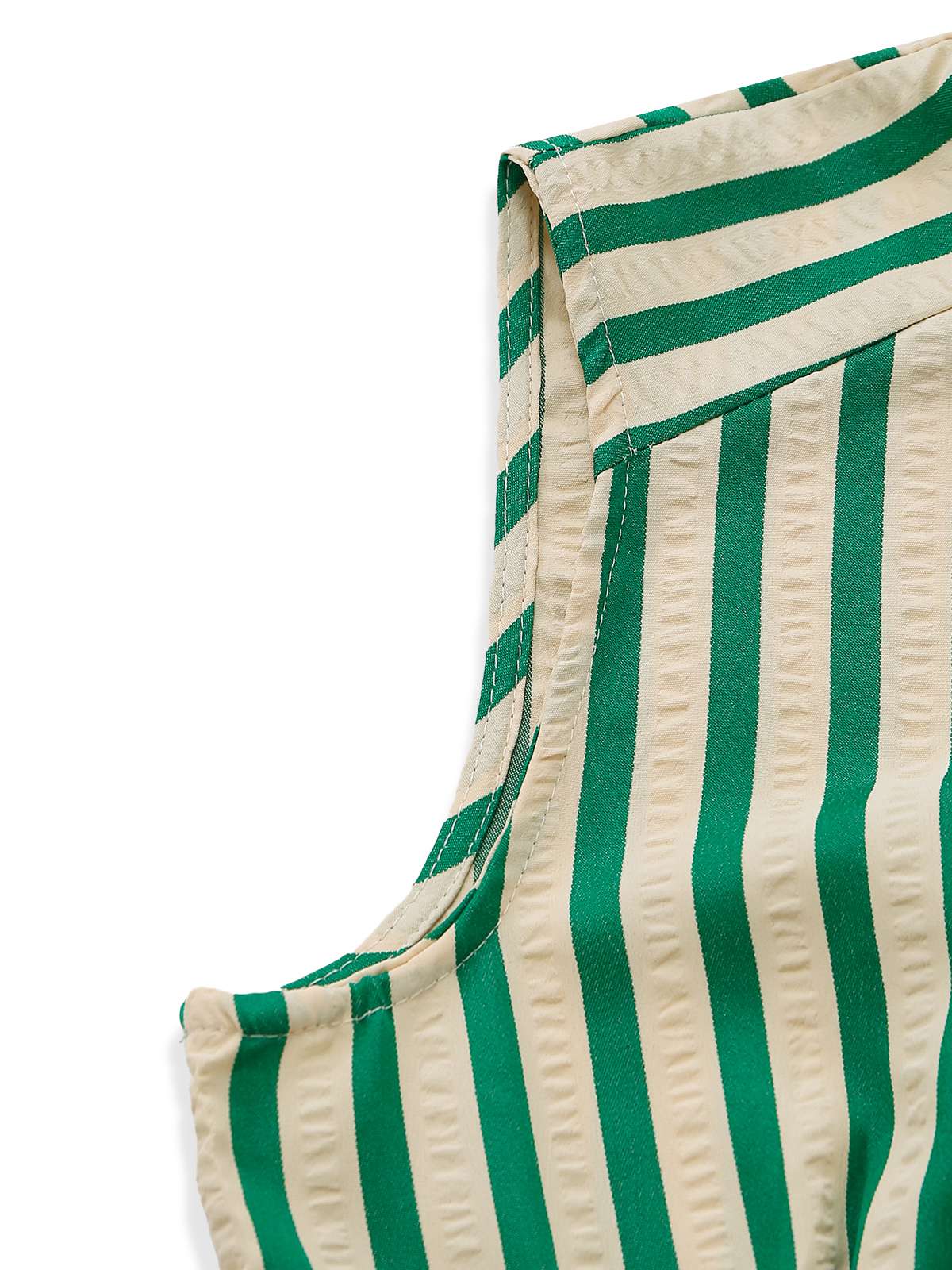 Green 1940s Striped Single-Breasted Sleeveless Dress - Image 5