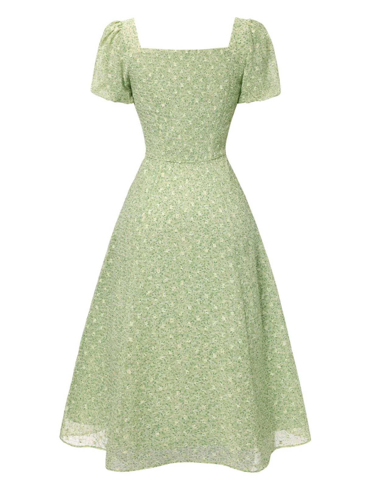 Green 1940s Sweetheart Ditsy Floral Dress - Image 5