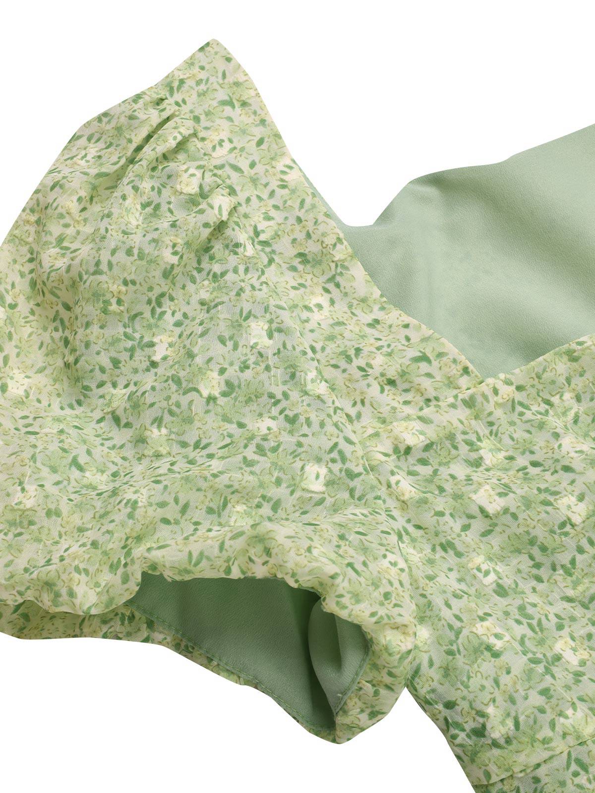 Green 1940s Sweetheart Ditsy Floral Dress - Image 6