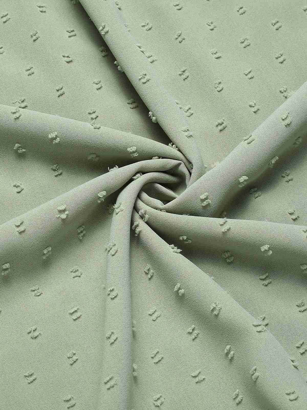 Green 1940s Swiss Dots Ruffle Hem Dress - Image 4