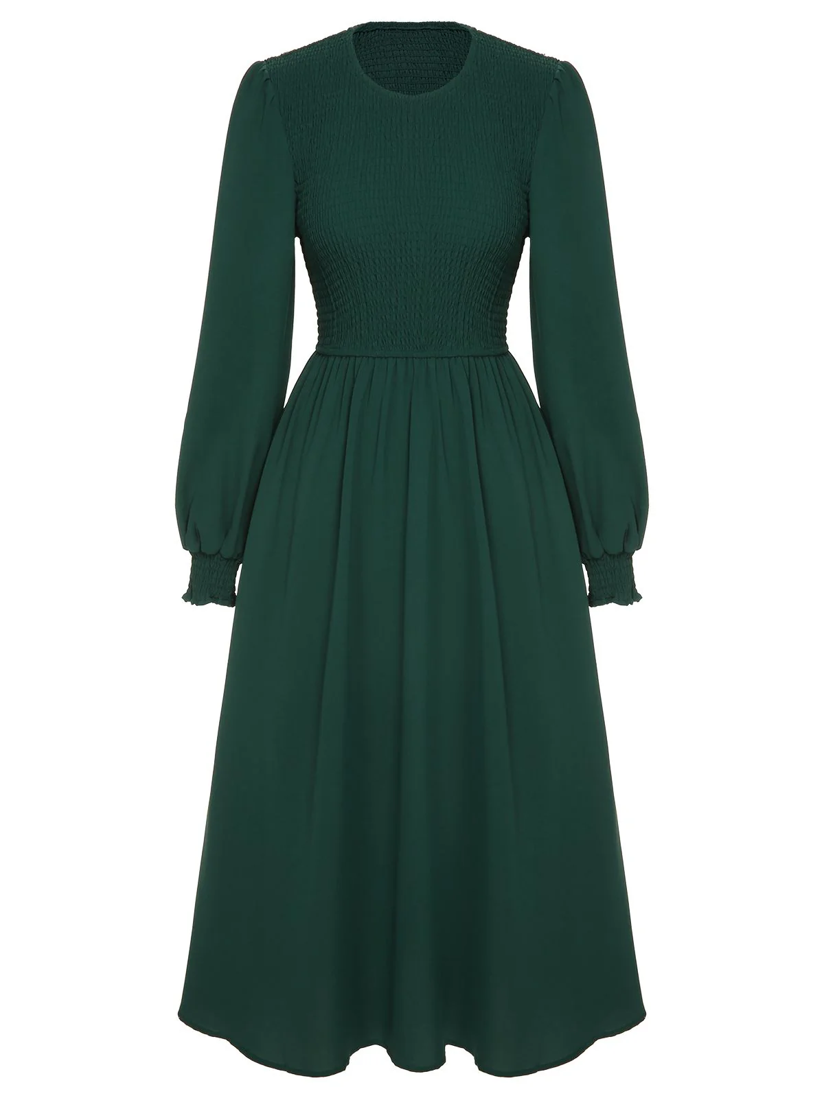 Green 1940s Top Elastic Regular Sleeve Dress - Image 2