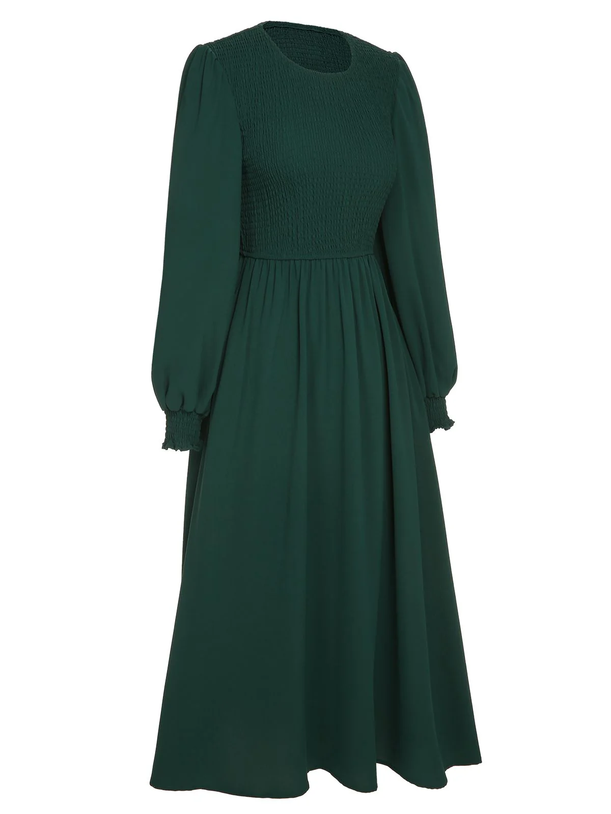 Green 1940s Top Elastic Regular Sleeve Dress - Image 3