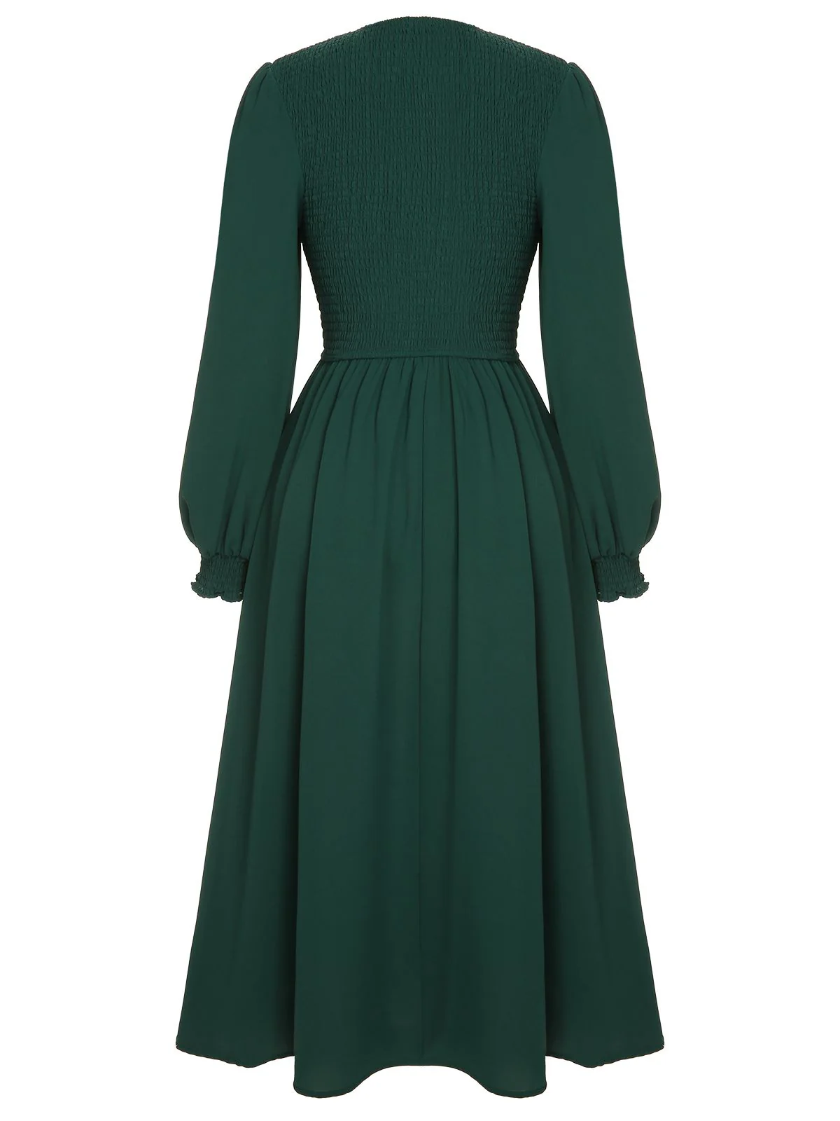 Green 1940s Top Elastic Regular Sleeve Dress - Image 4