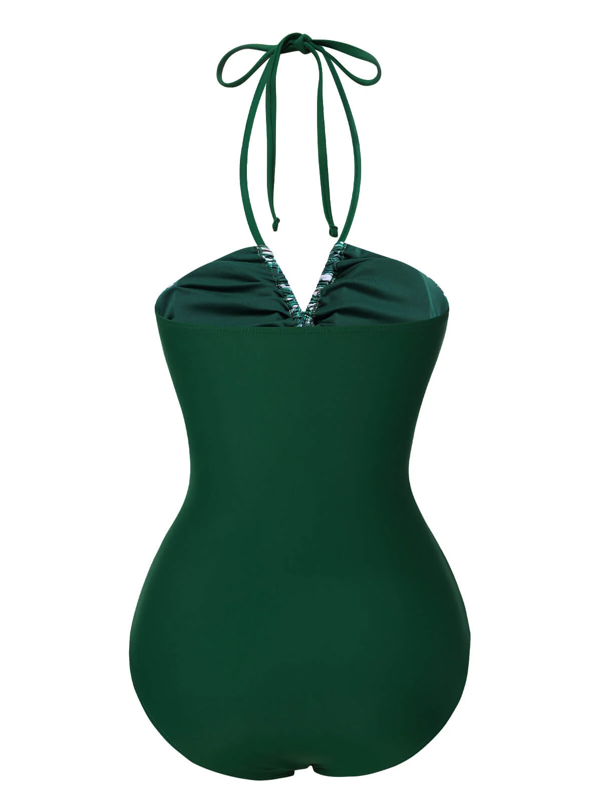 Green 1940s Tropical Hollow Out One-Piece Swimsuit - Image 3
