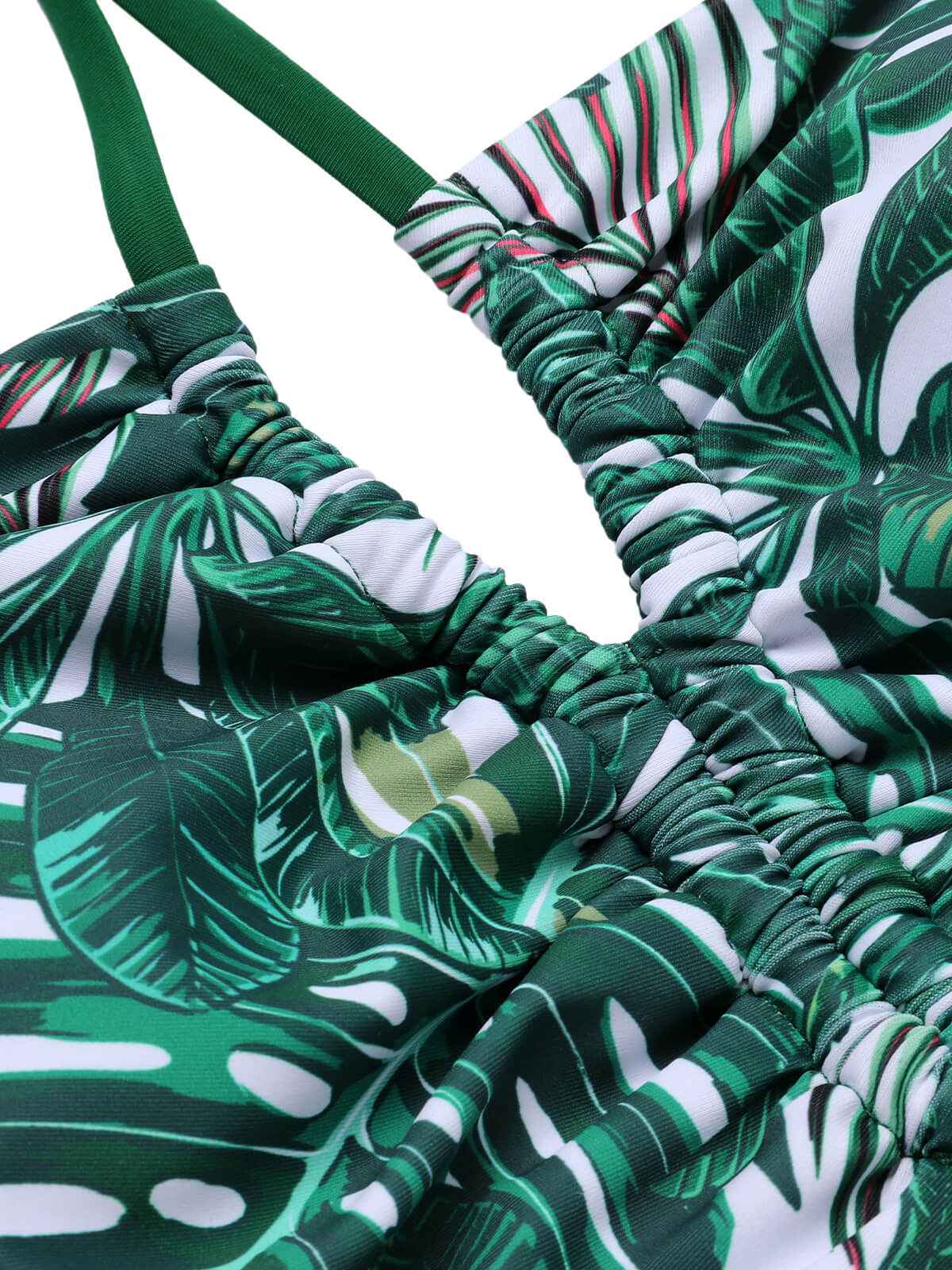 Green 1940s Tropical Hollow Out One-Piece Swimsuit - Image 4
