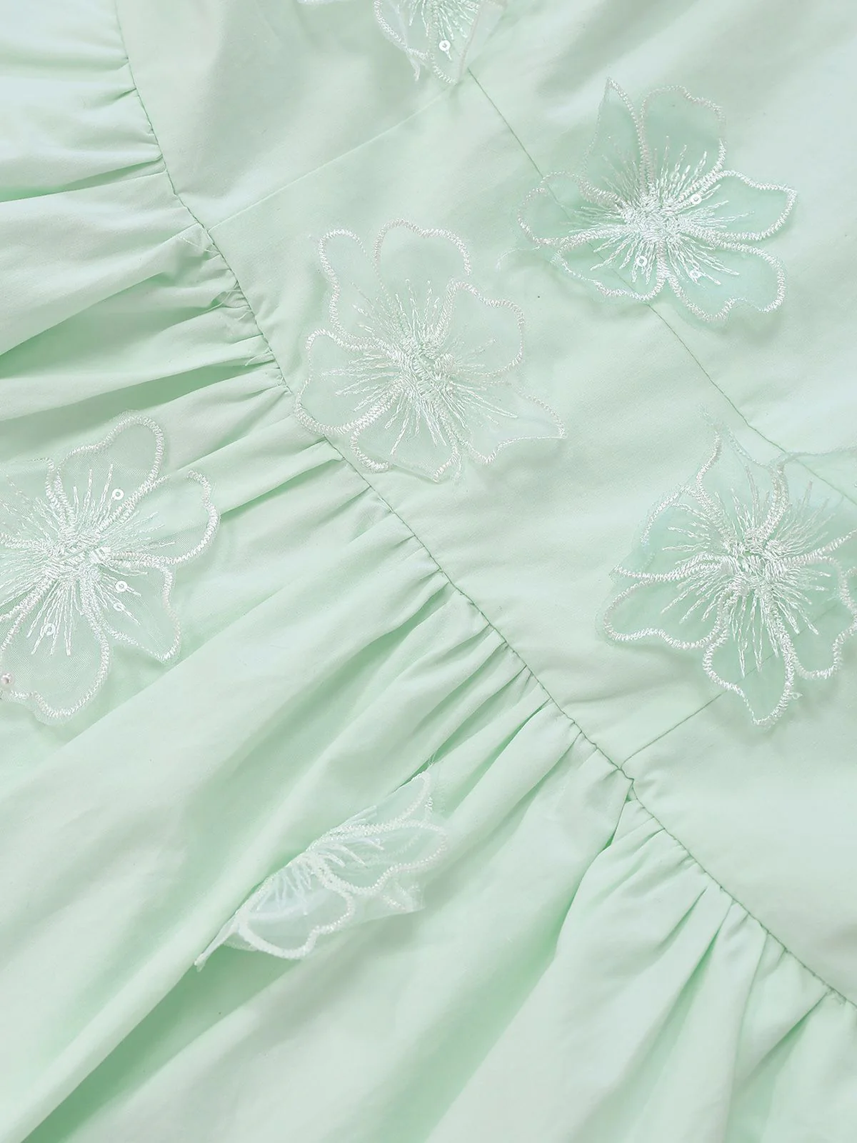 Green 1940s U-Neck Solid Jacquard Pure Cotton Dress - Image 5