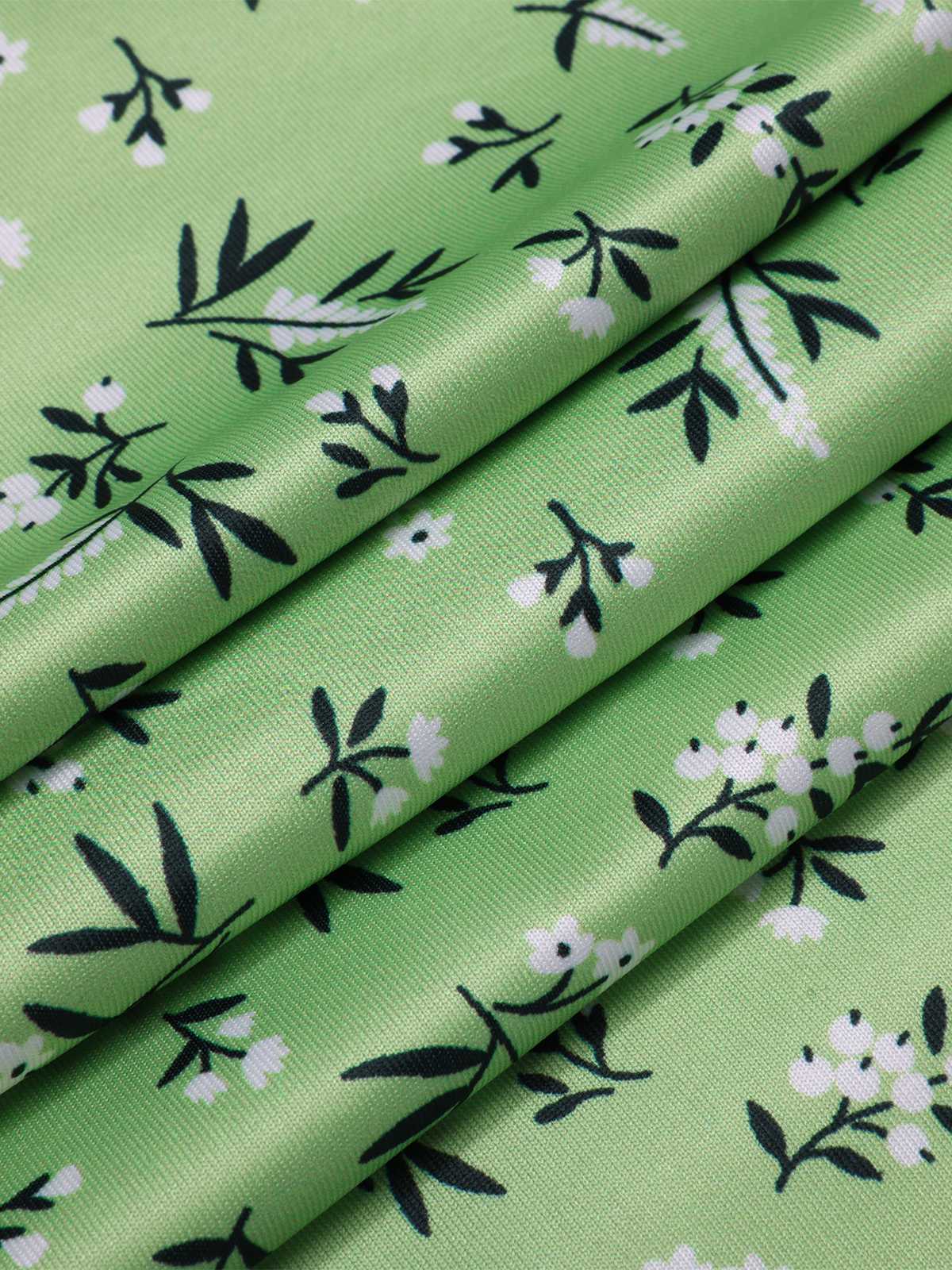 Green 1940s V-Neck Ditsy Floral Dress - Image 4