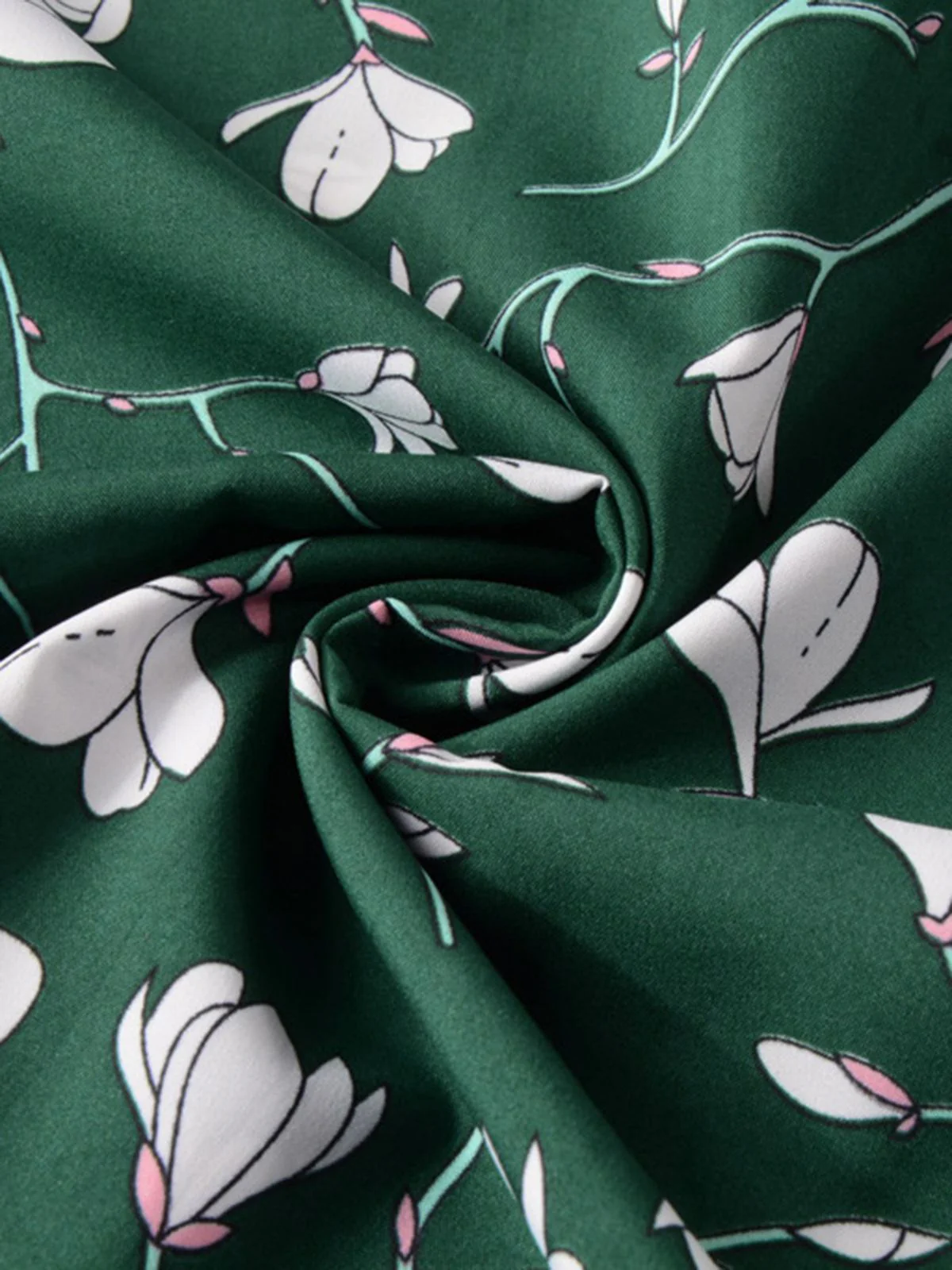 Green 1940s V-Neck Floral Dress - Image 5