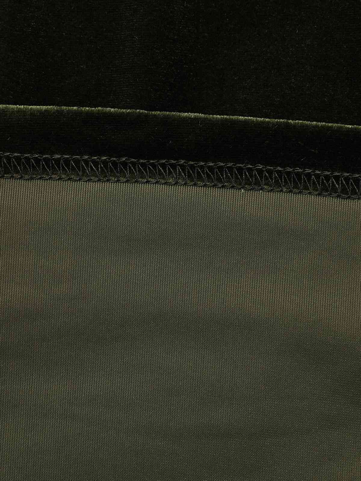 Green 1940s Velvet Deep-V Puff Sleeve Ruched Dress - Image 8