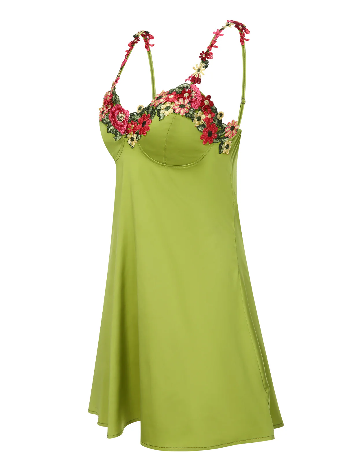 Green 1950s 3D Floral Suspender Sleepwear - Image 2