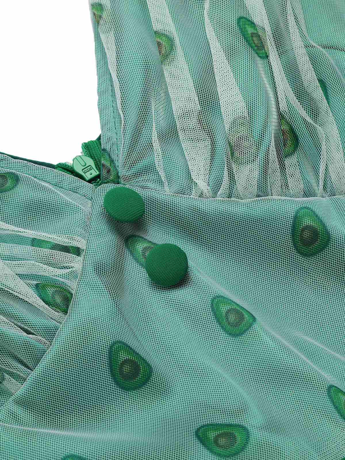 Green 1950s Avocado Mesh V-Neck Romper - Image 7