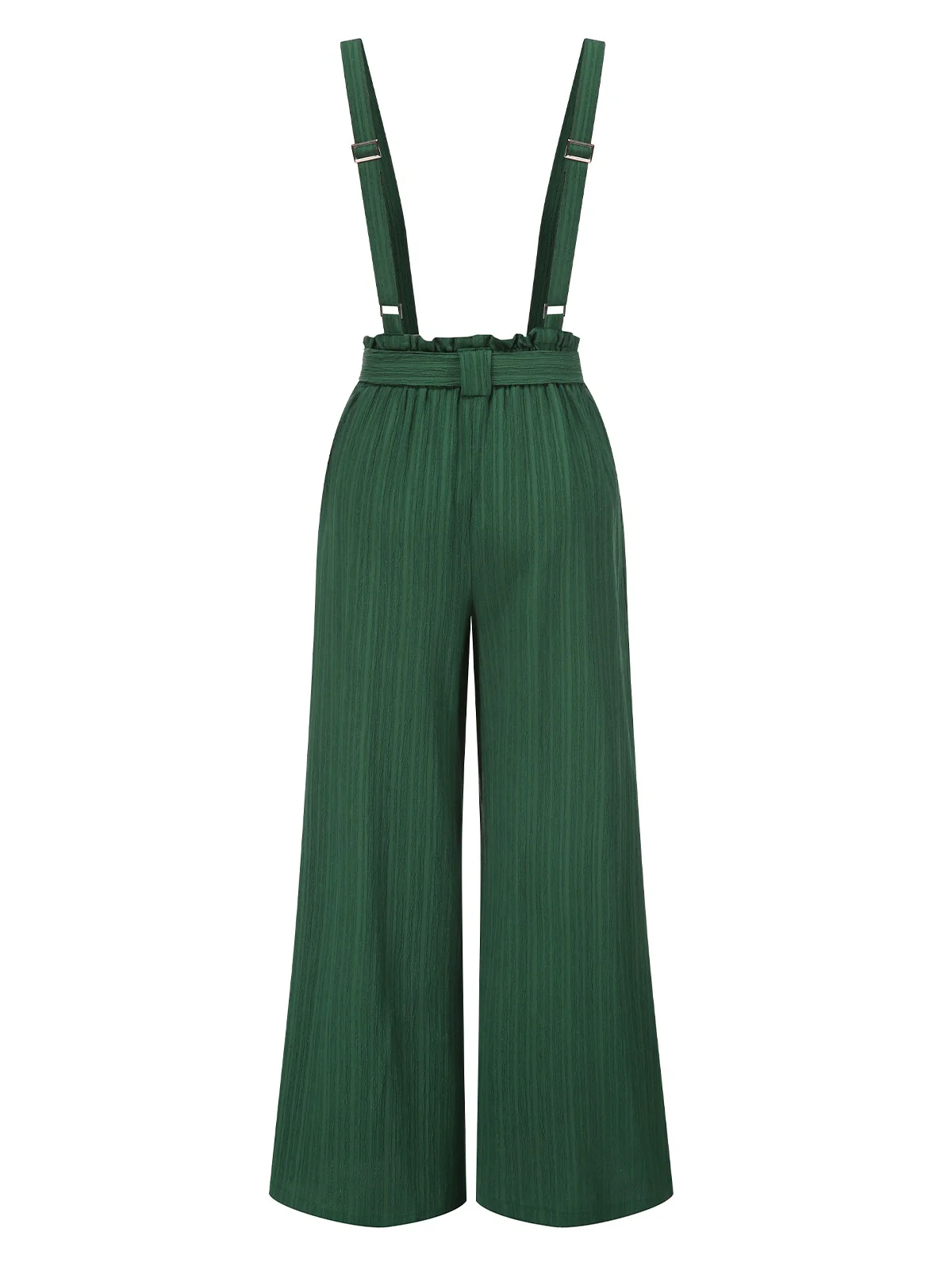 Green 1950s Belted Straps Wide-Leg Jumpsuit - Image 2