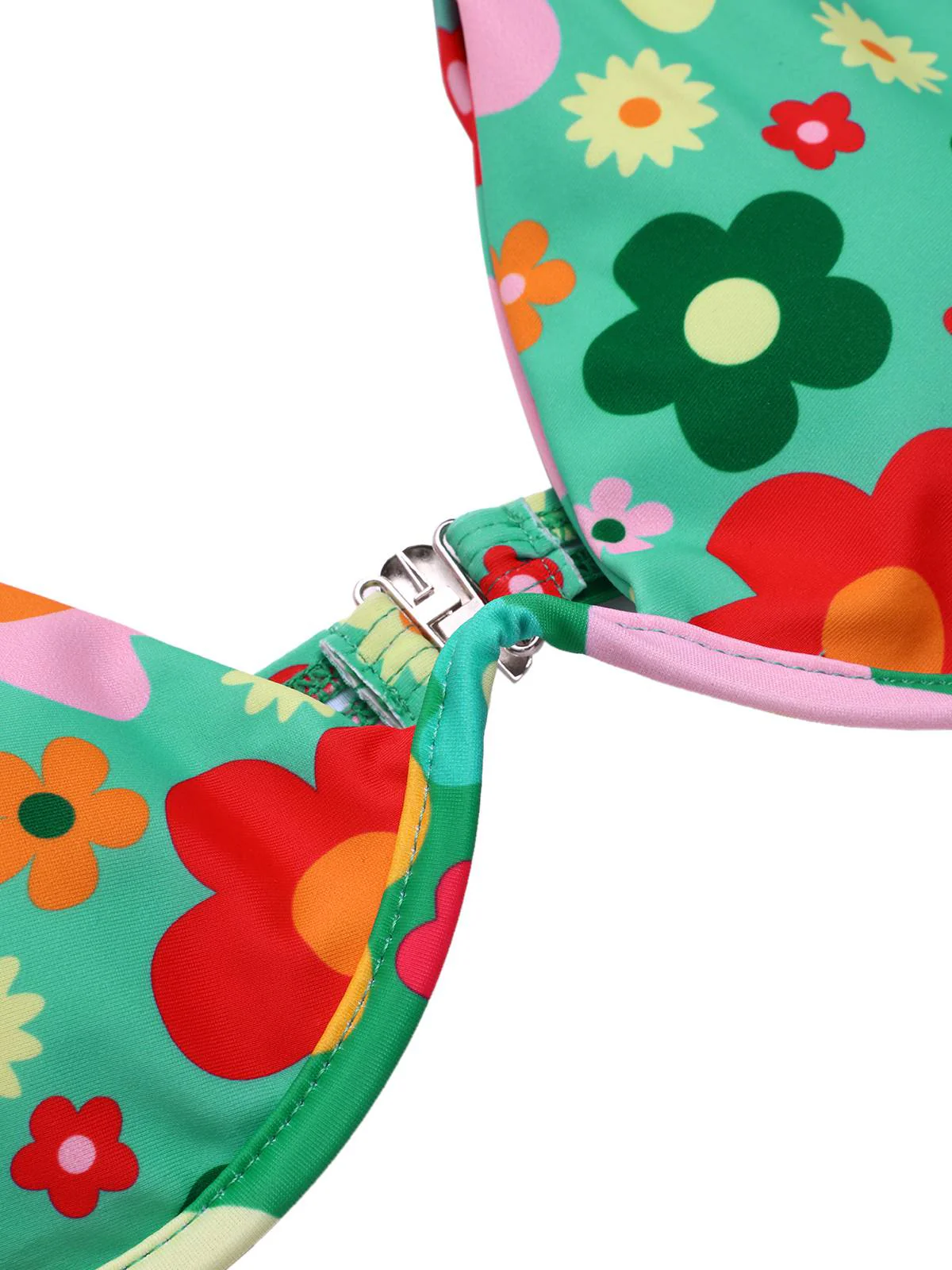 Green 1950s Cartoon Floral Bikini Set - Image 3