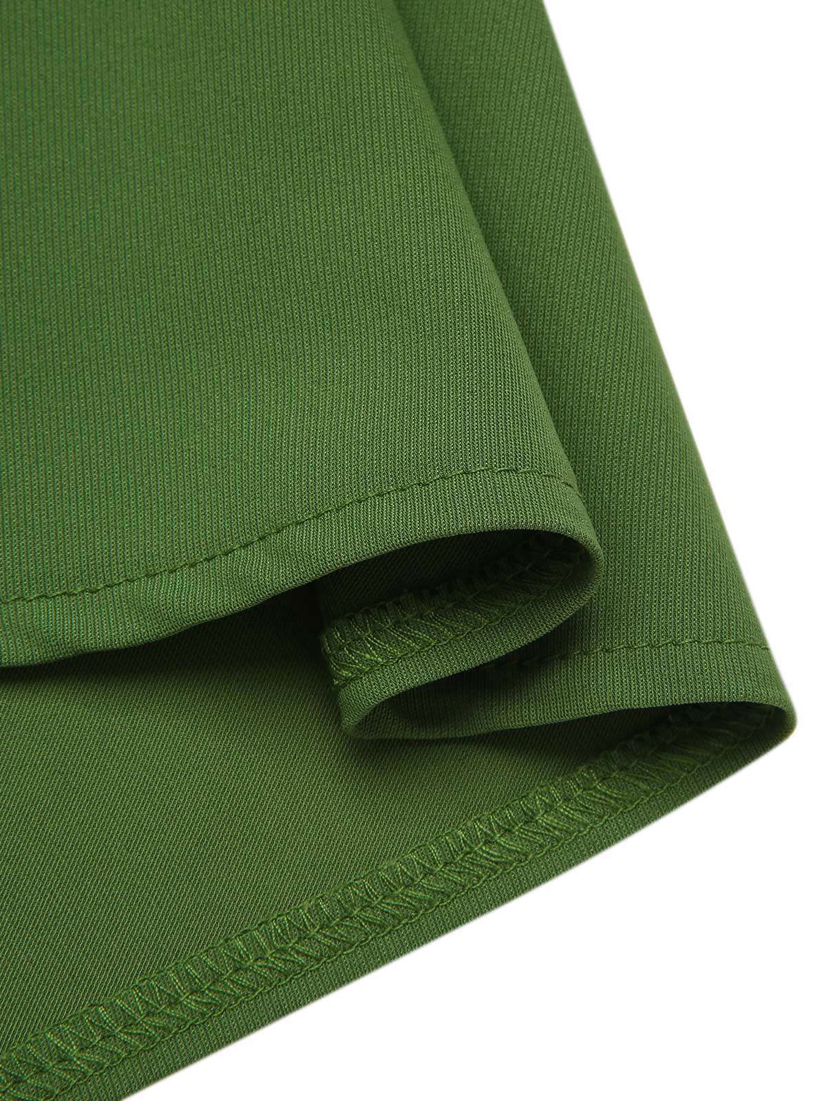 Green 1950s Cherry V-Neck Mesh Patchwork Dress - Image 7
