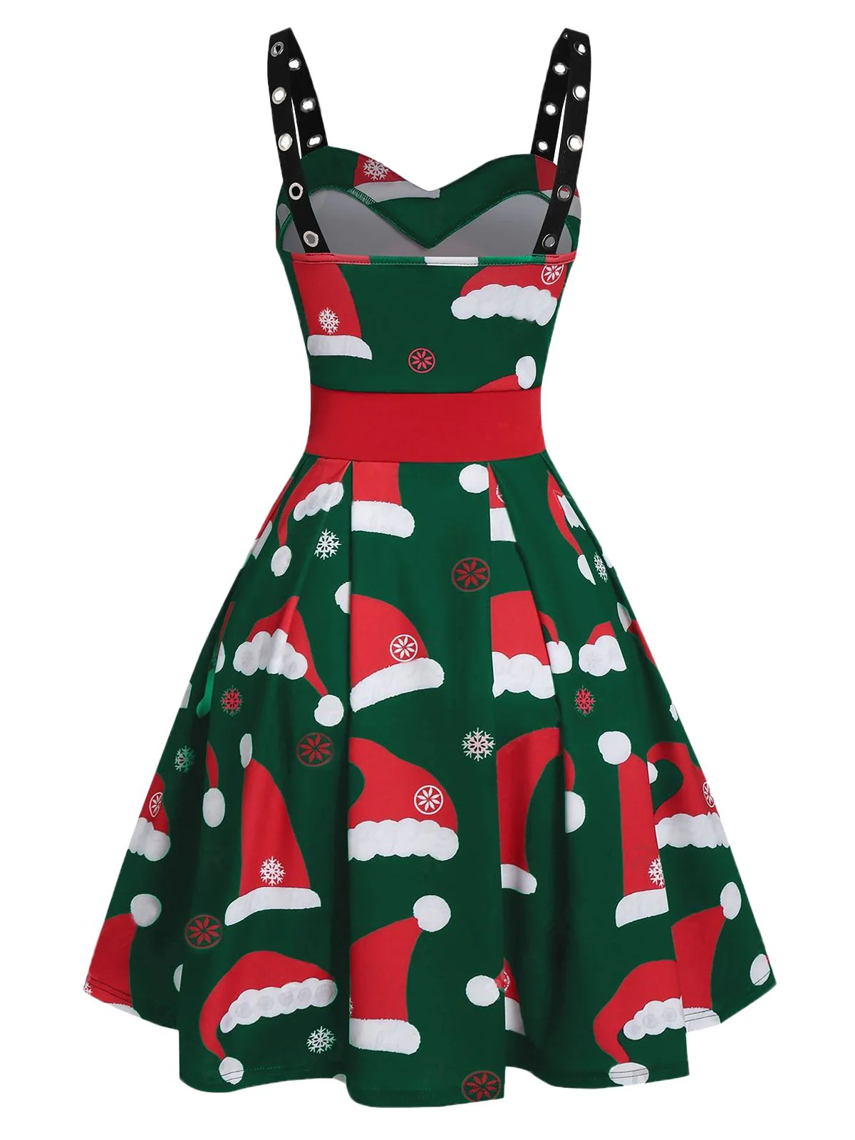 Green 1950s Christmas Swing Dress - Image 3