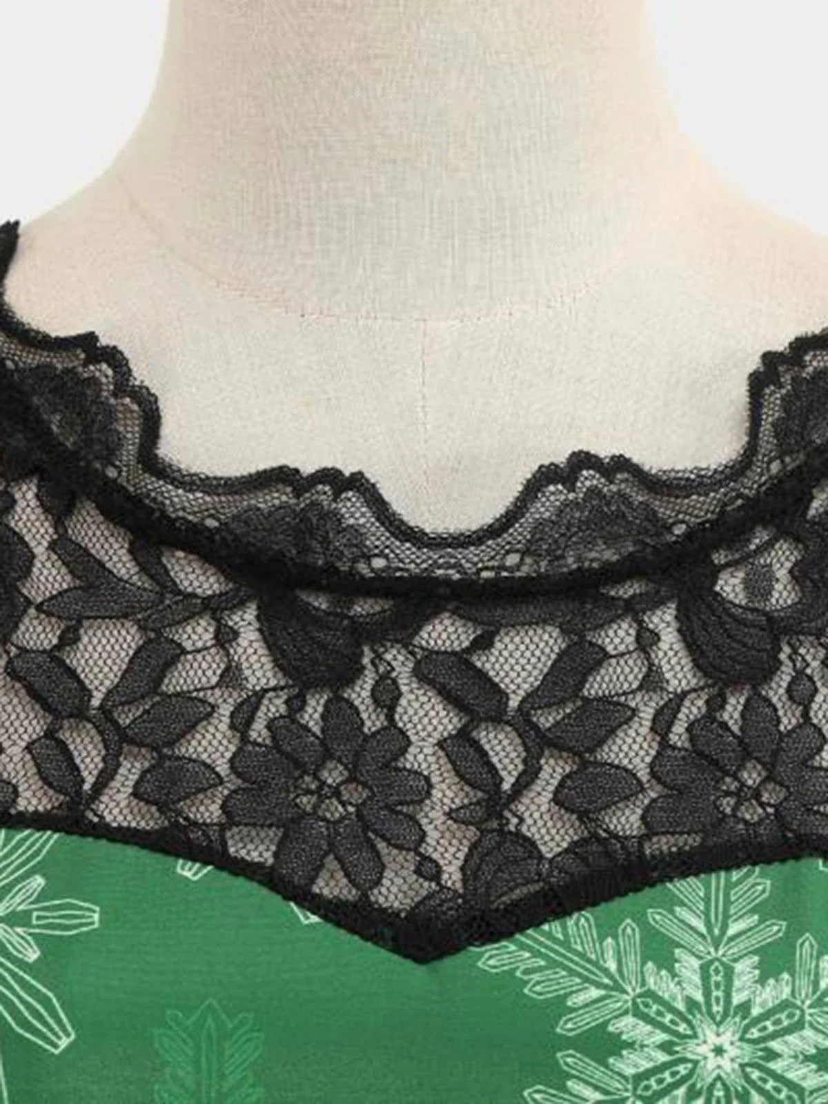 Green 1950s Christmas Santa Claus Lace Patchwork Dress - Image 4