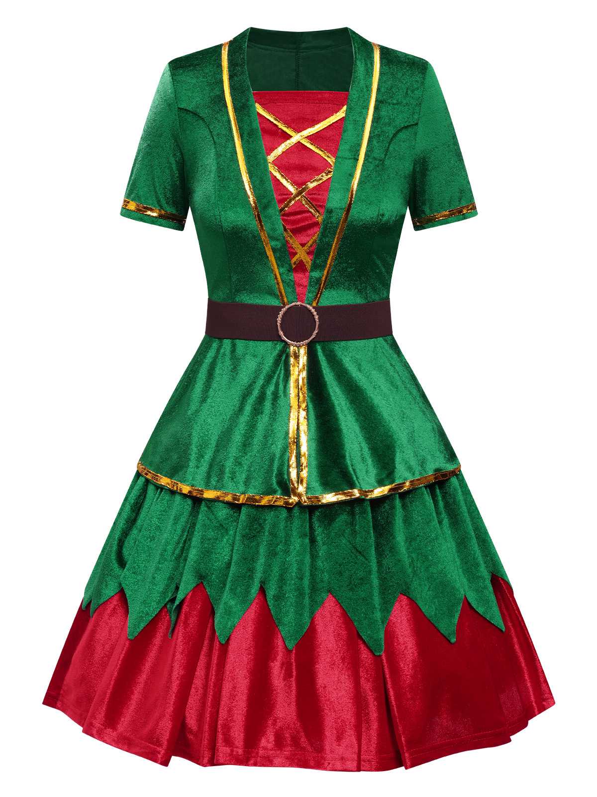 Green 1950s Christmas Tree Top & Skirt - Image 2