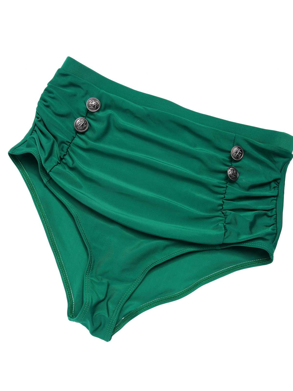 Green 1950s Daisy Strap Pleated Swimsuit - Image 2