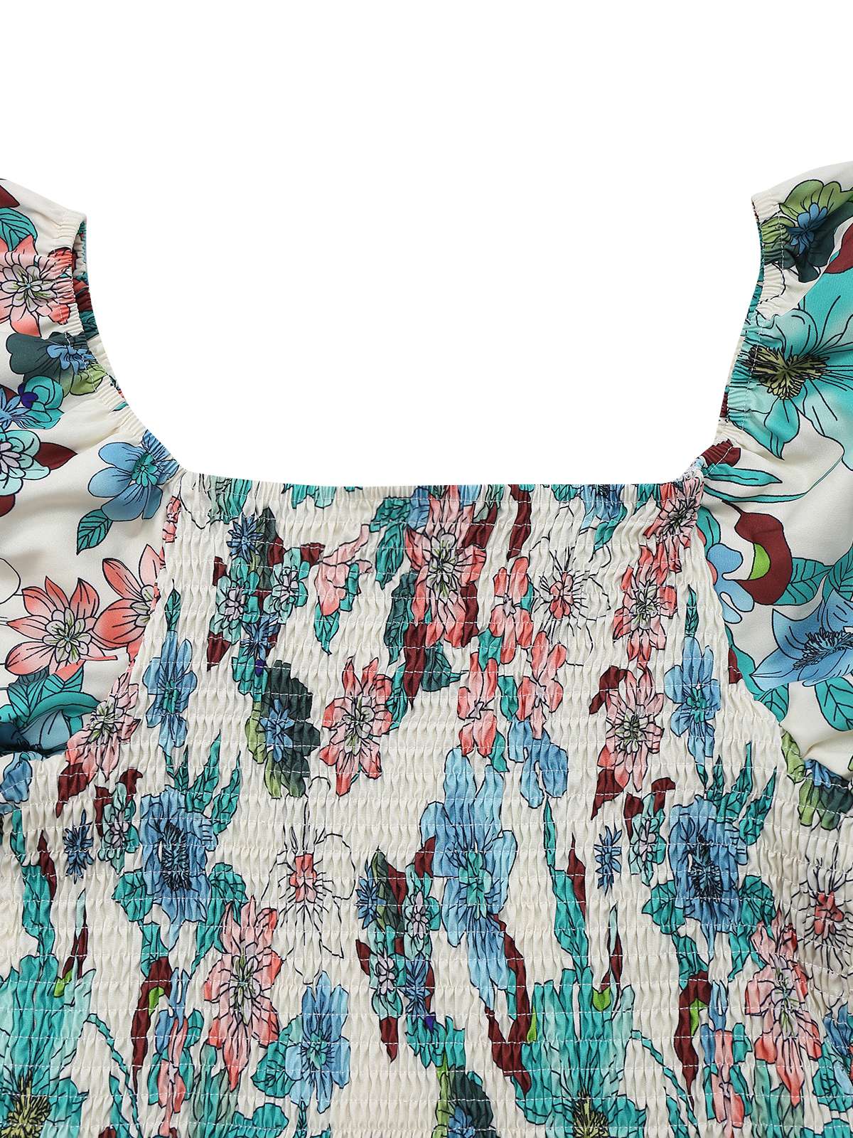 Green 1950s Floral Off-Shoulder Lantern Sleeve Bardot Dress - Image 6