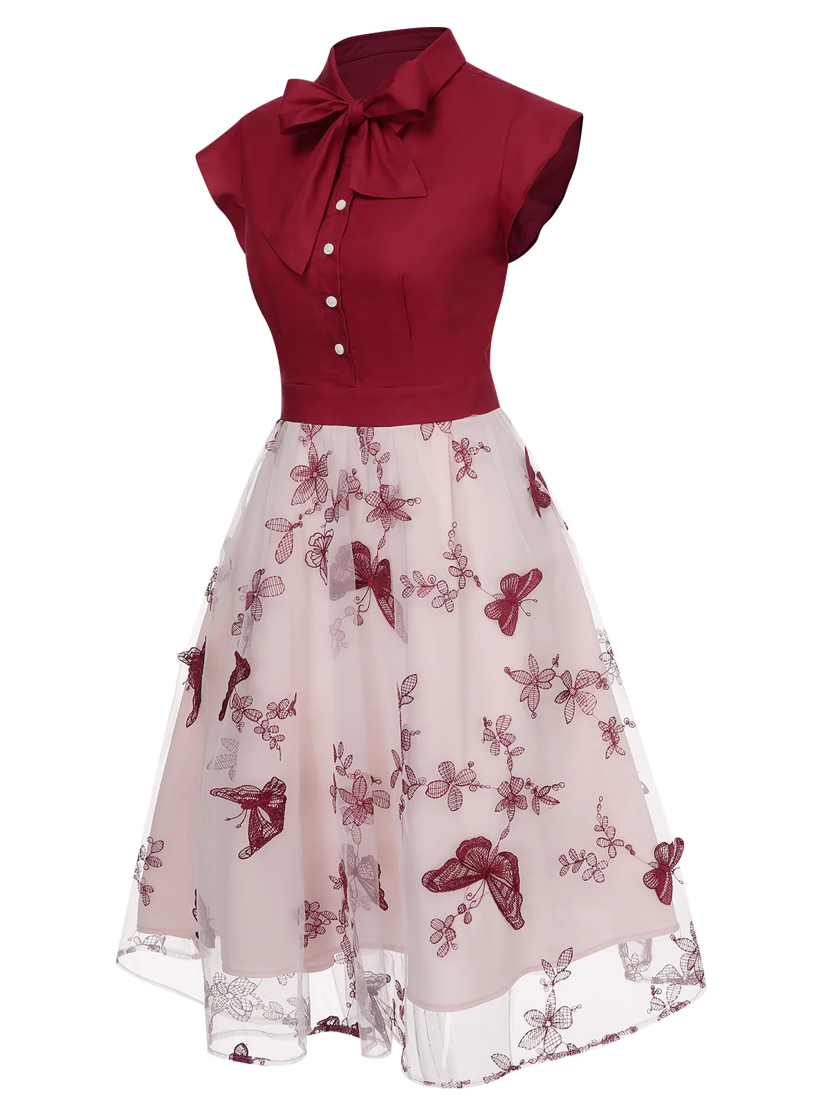 [Pre-Sale] Green 1950s Floral Patchwork Vintage Dress - Image 10