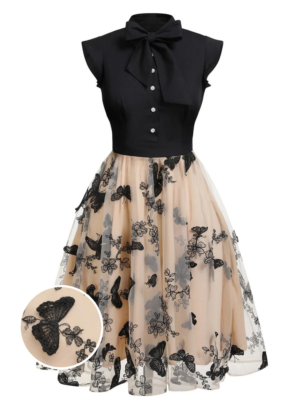 [Pre-Sale] Green 1950s Floral Patchwork Vintage Dress - Image 2