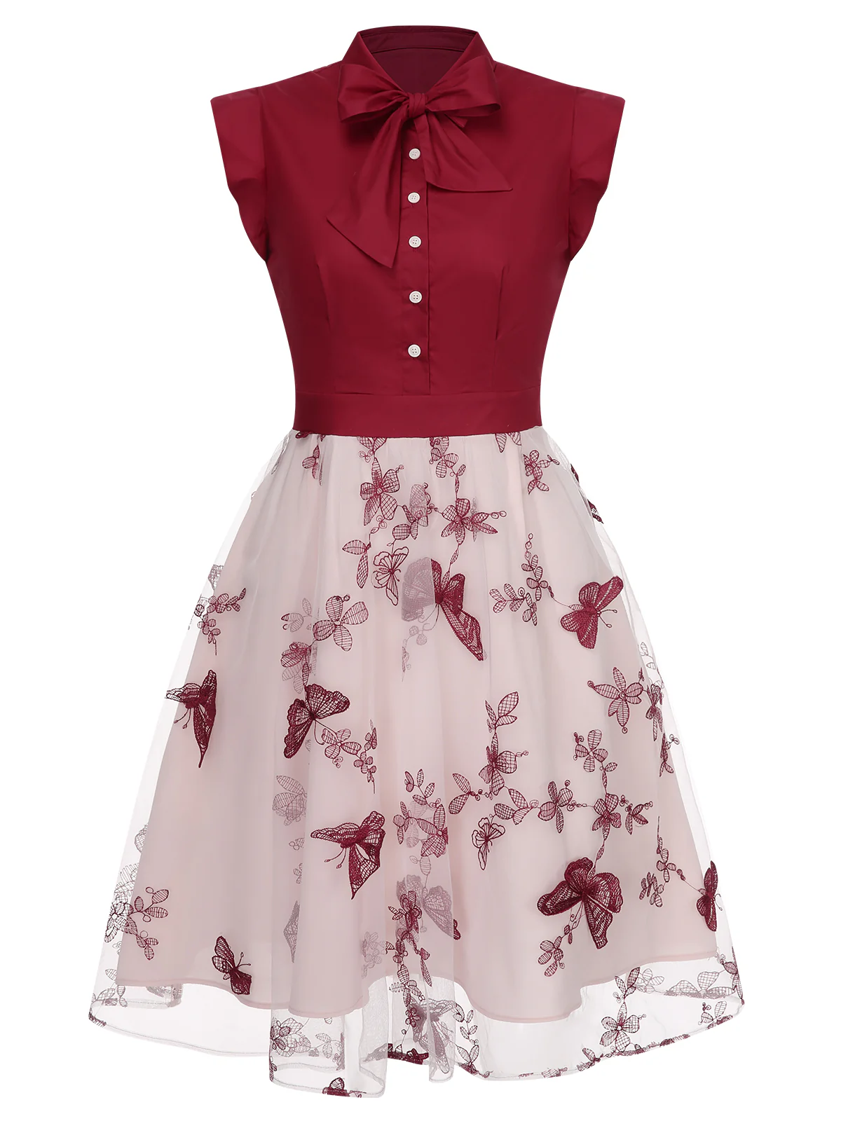[Pre-Sale] Green 1950s Floral Patchwork Vintage Dress - Image 8